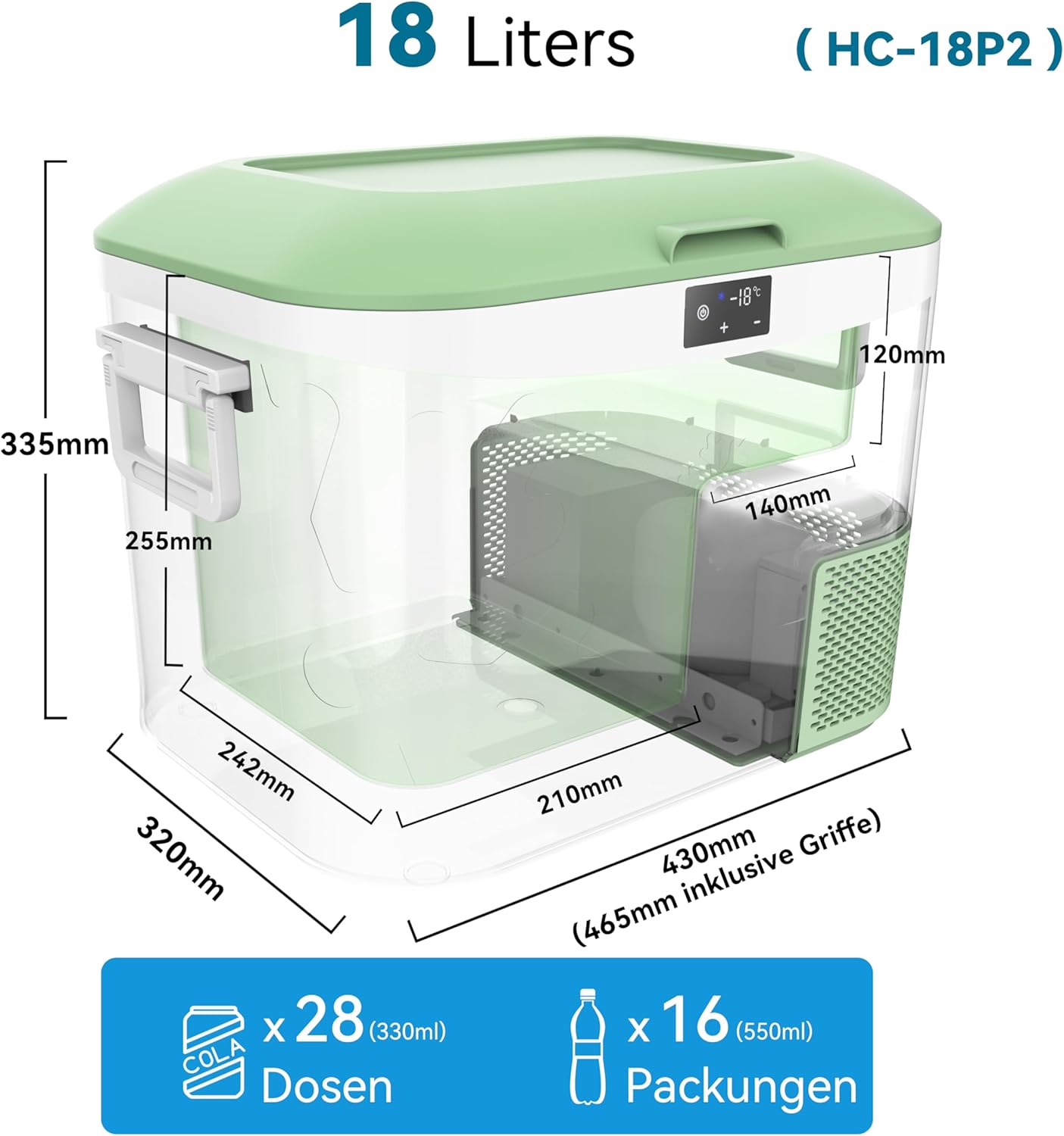 Thumbnail 2 de BINGI Kompressor Kühlbox 18 L – Tragbarer Auto-Kühlschrank mit 12/24V DC und 230V AC