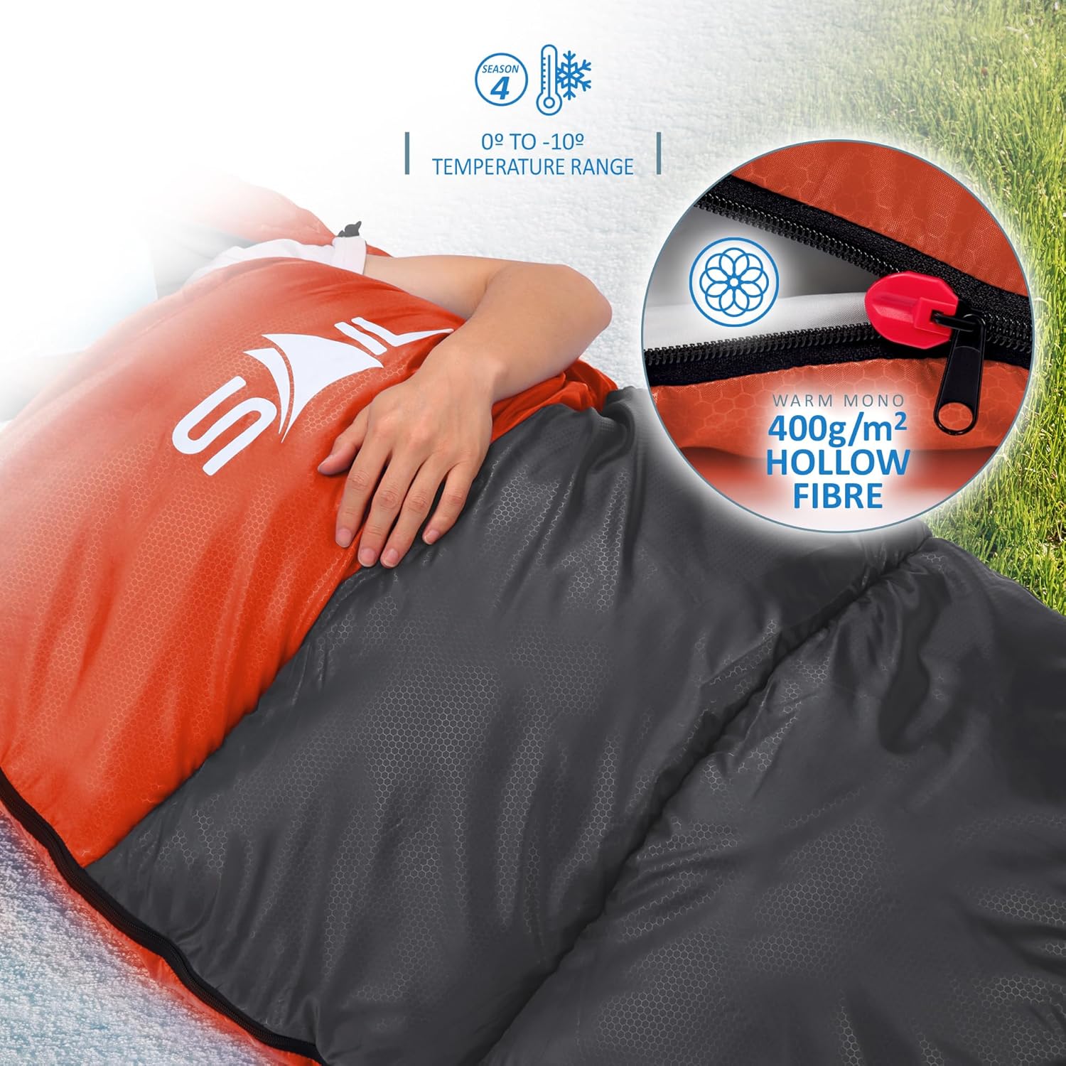 Thumbnail 5 de SAIL Sleeping Bag 3-4 Season: Waterproof, Wide Envelope for Kids & Adults