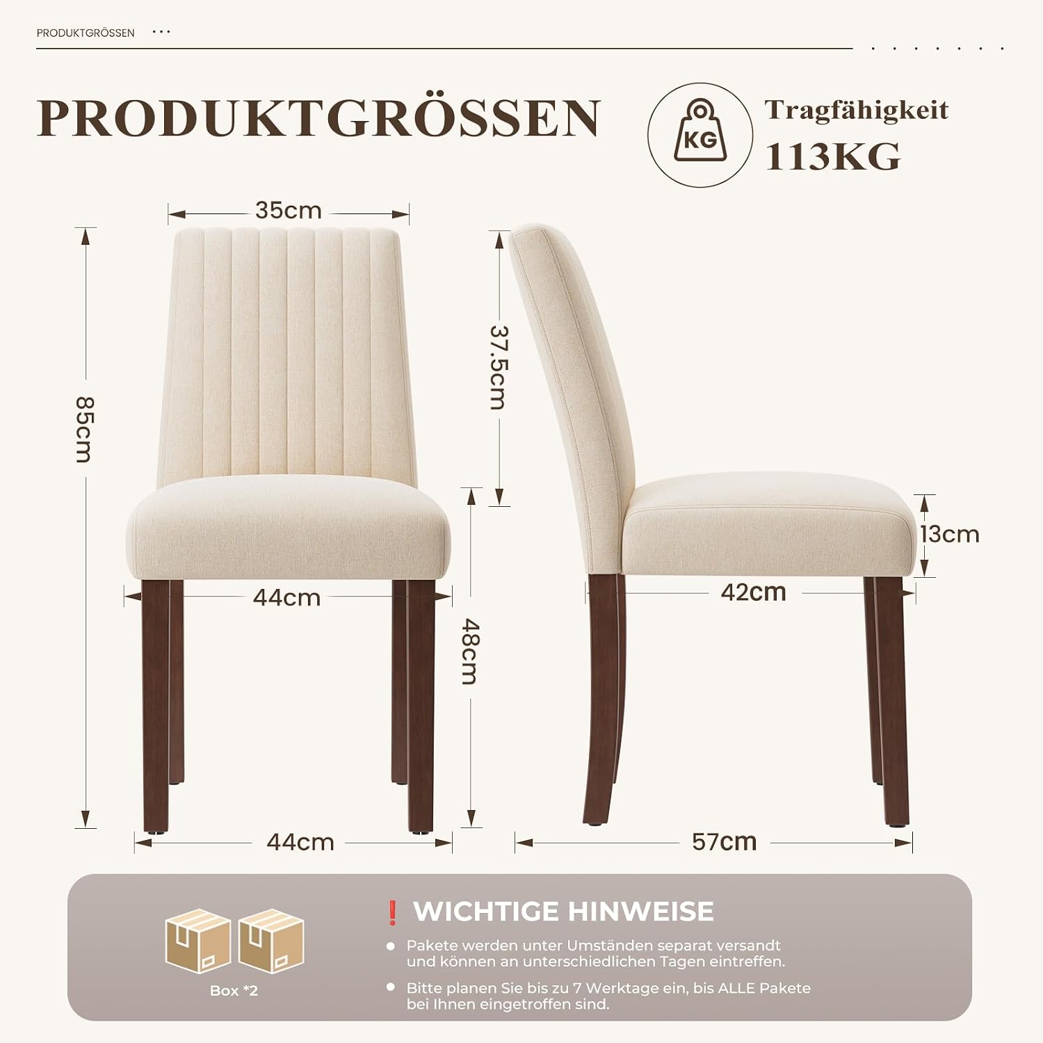 Thumbnail 1 de COLAMY Esszimmerstühle 4er Set Beige