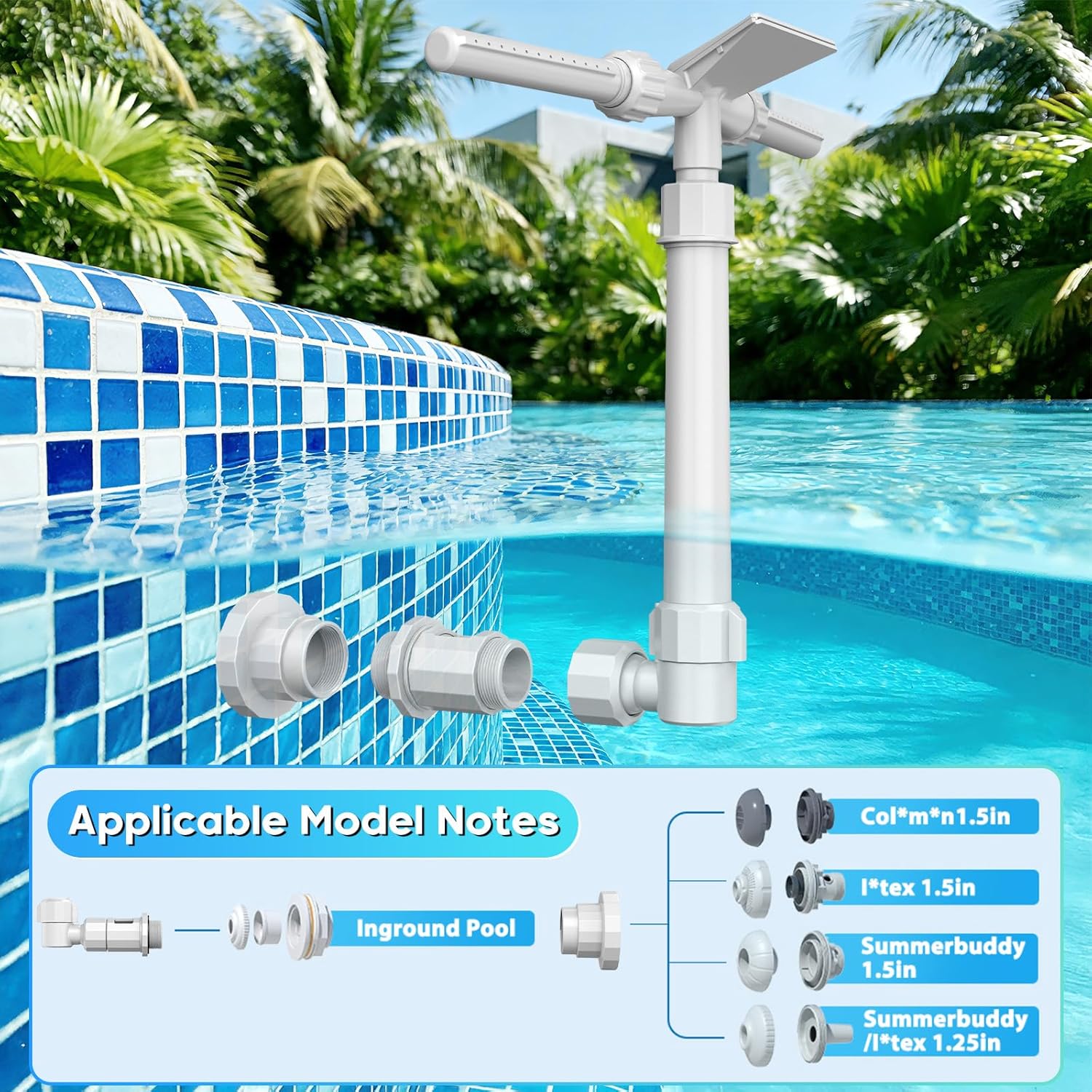 Thumbnail 6 de Mooroer Piscina Fontana 3 in 1 con cascata e getto regolabile a 360° per piscine fuori terra e interrate