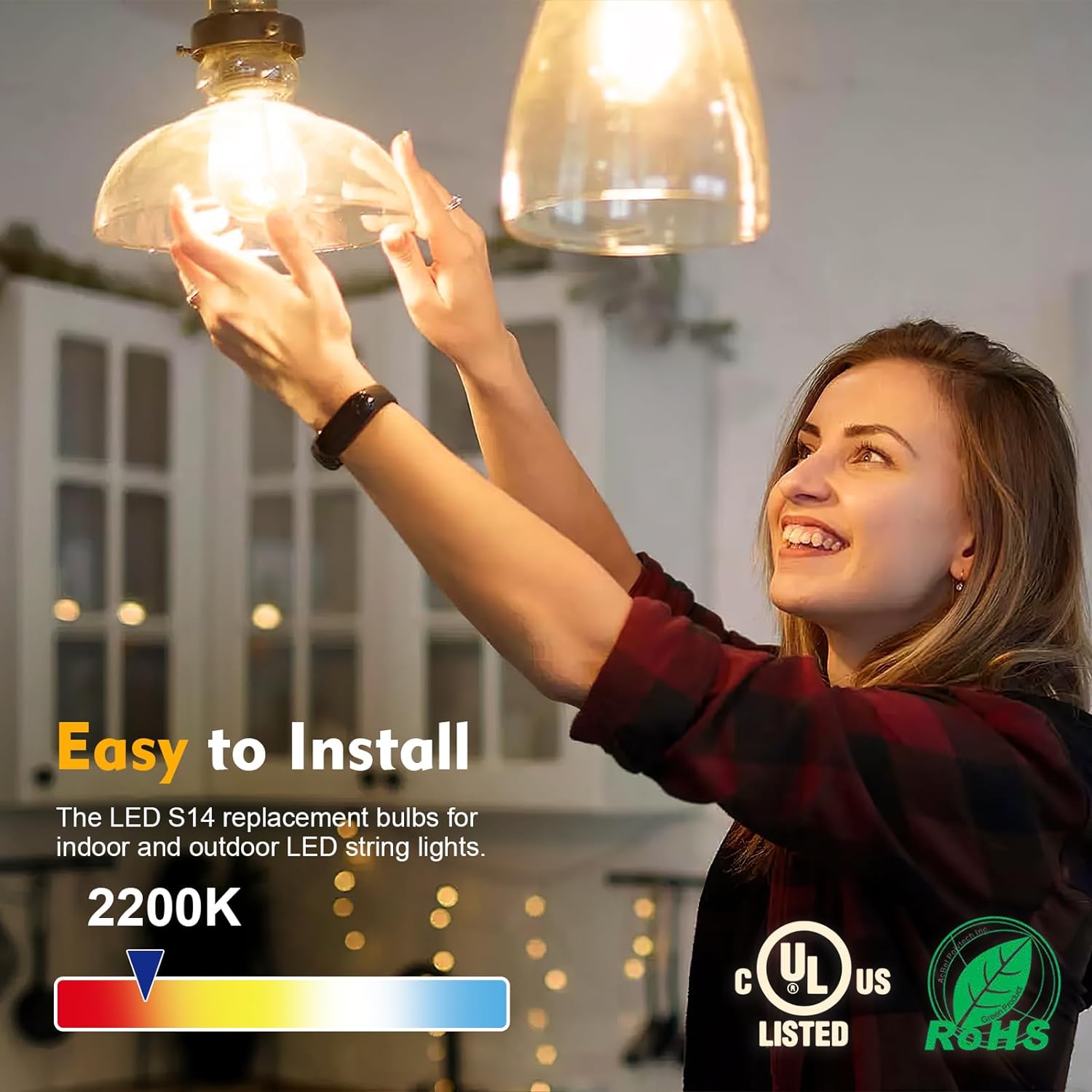 Detalle 2 de GvvooHome S14 outdoor LED string light bulbs