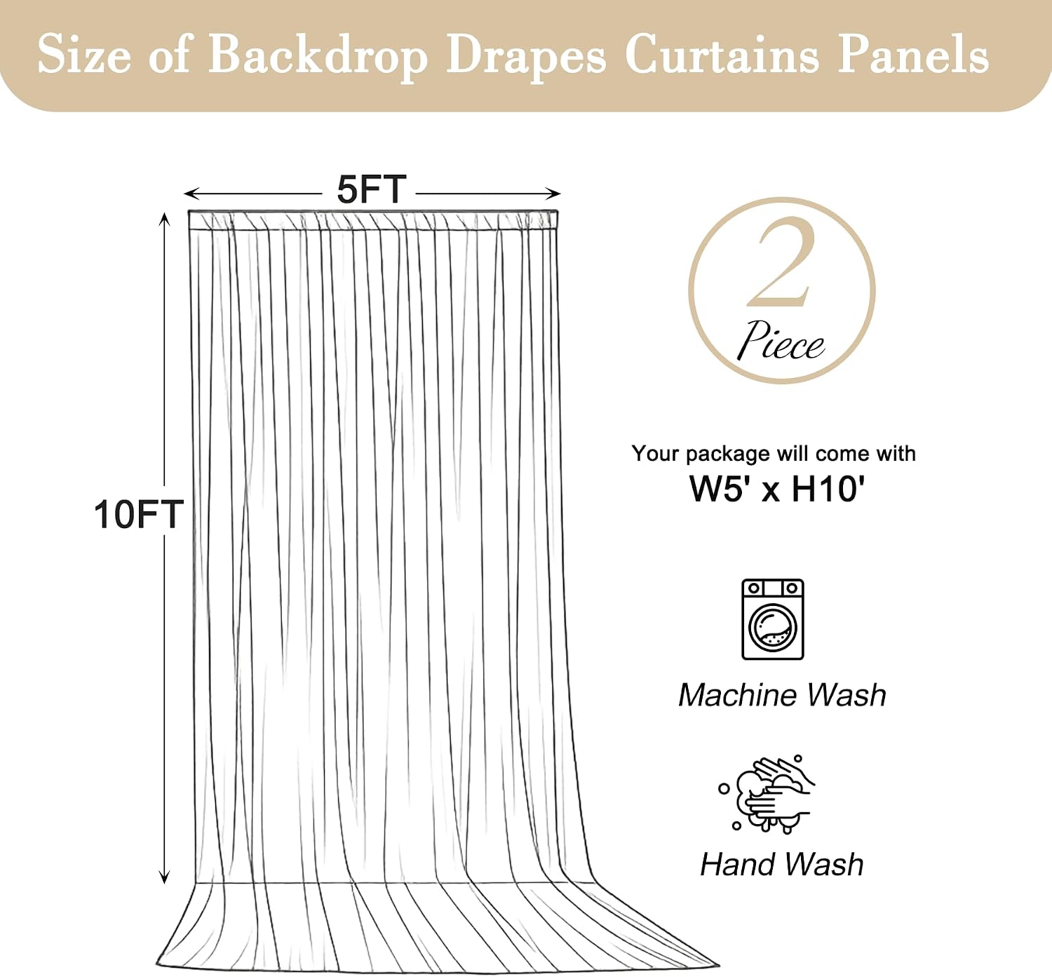 Detalle 2 de White Backdrop Curtains, 5 x 10 ft Panels