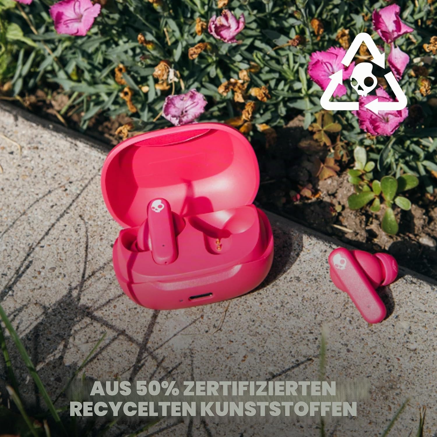 Detalle 2 de Skullcandy Smokin’ Buds Wireless Ohrhörer mit Bluetooth, IPX4 & bis zu 20 Stunden Akkulaufzeit (Rosa)