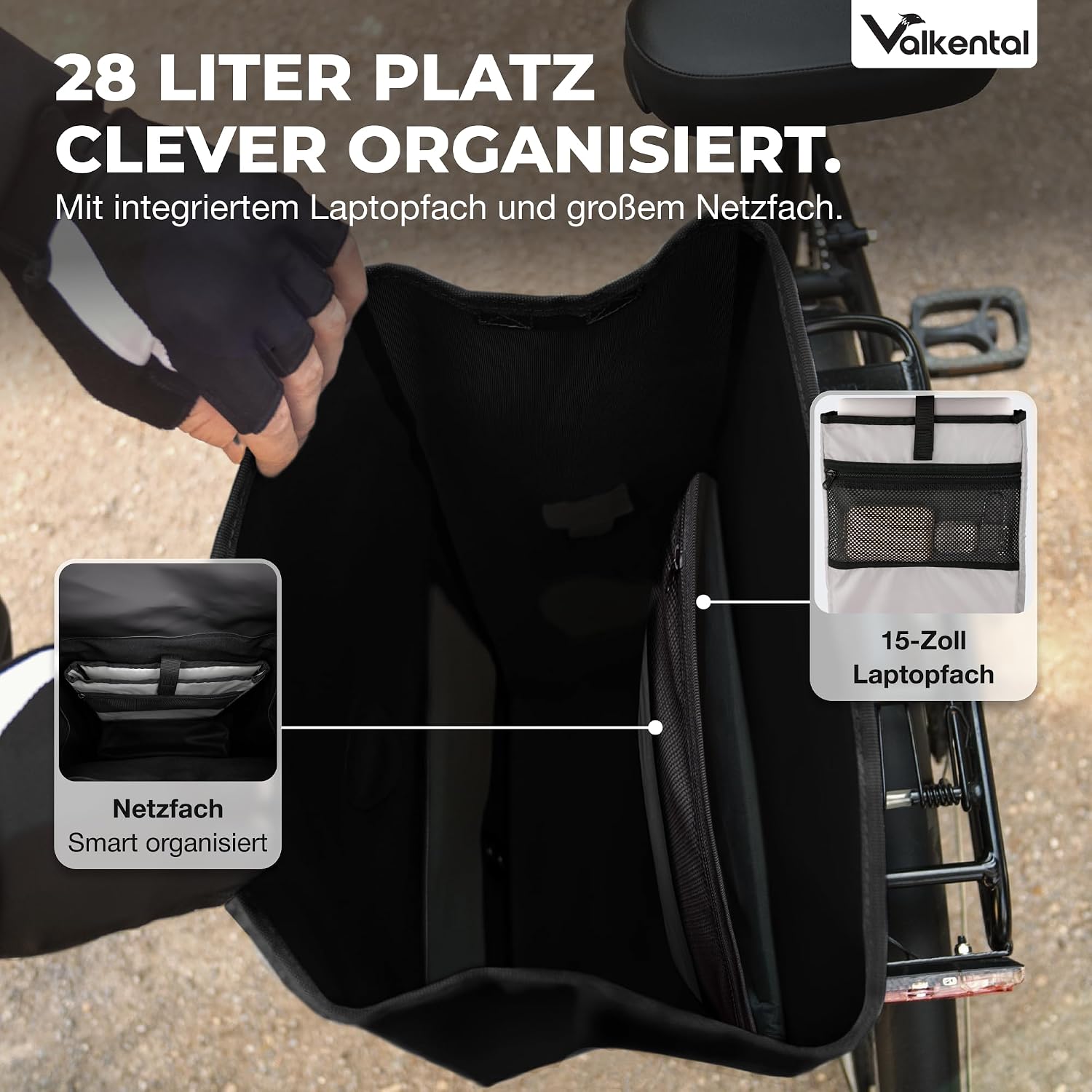 Thumbnail 3 de Valkental Große & wasserdichte Gepäckträgertasche 28L