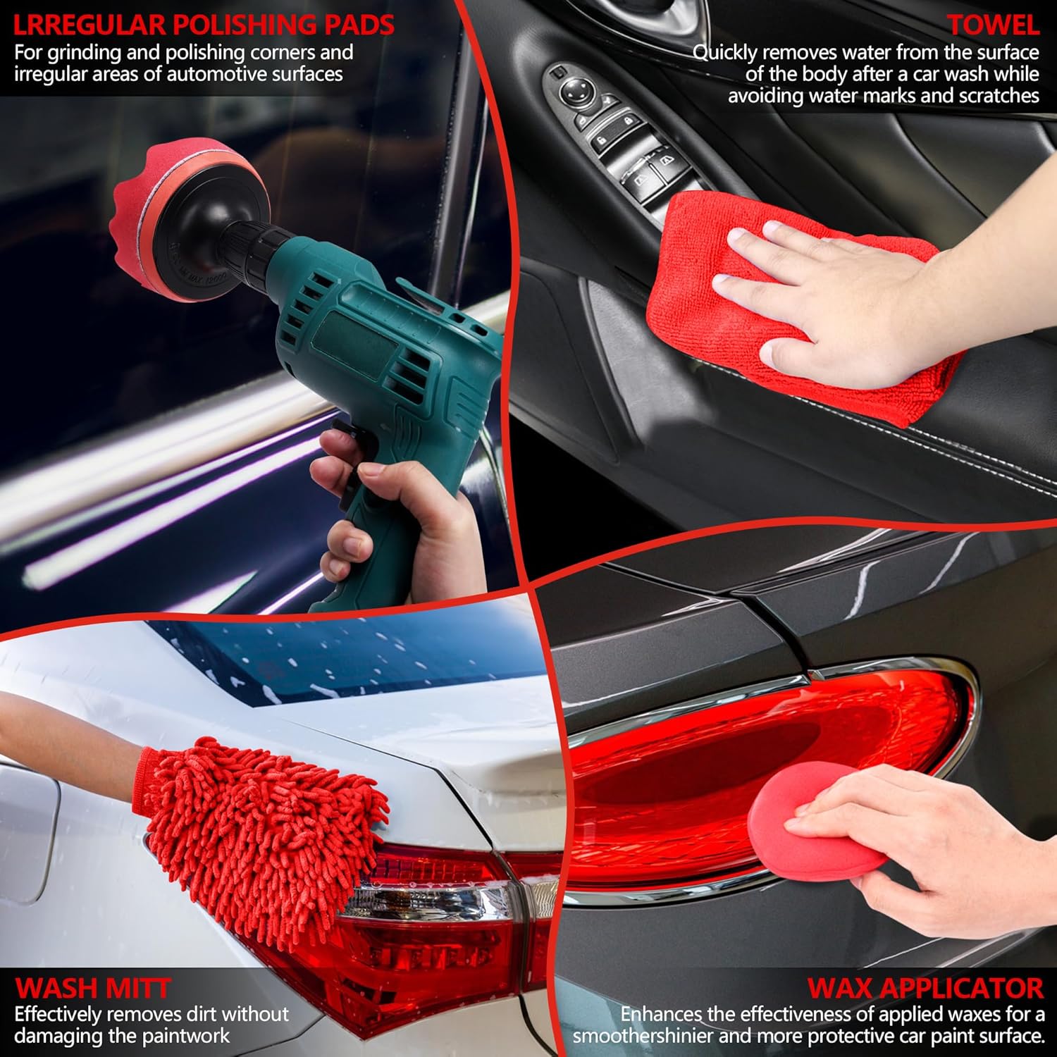 Thumbnail 5 de MIANYINGR 32Pcs Red Car Detailing Kit – Comprehensive Brush Set & Cleaning Kit