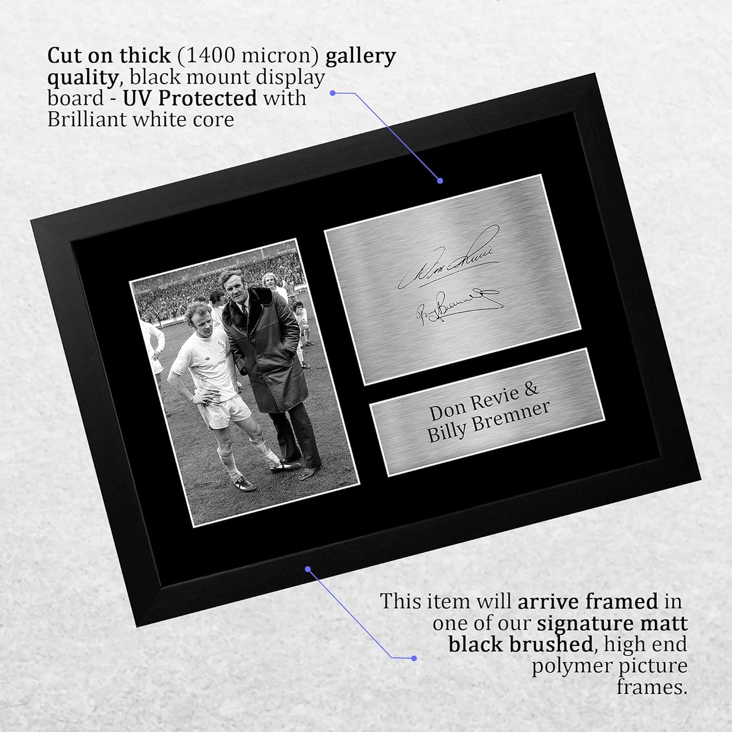 Thumbnail 2 de HWC Trading A4 FR Don Revie & Billy Bremner Leeds United Signed Autograph Picture (Framed) – A4 gift for fans