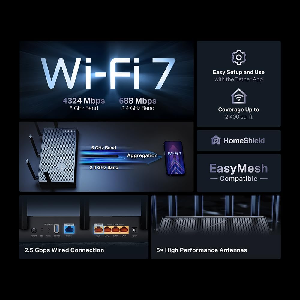 Detalle 2 de TP-Link Archer BE5000 WiFi 7 Router 5Gbps