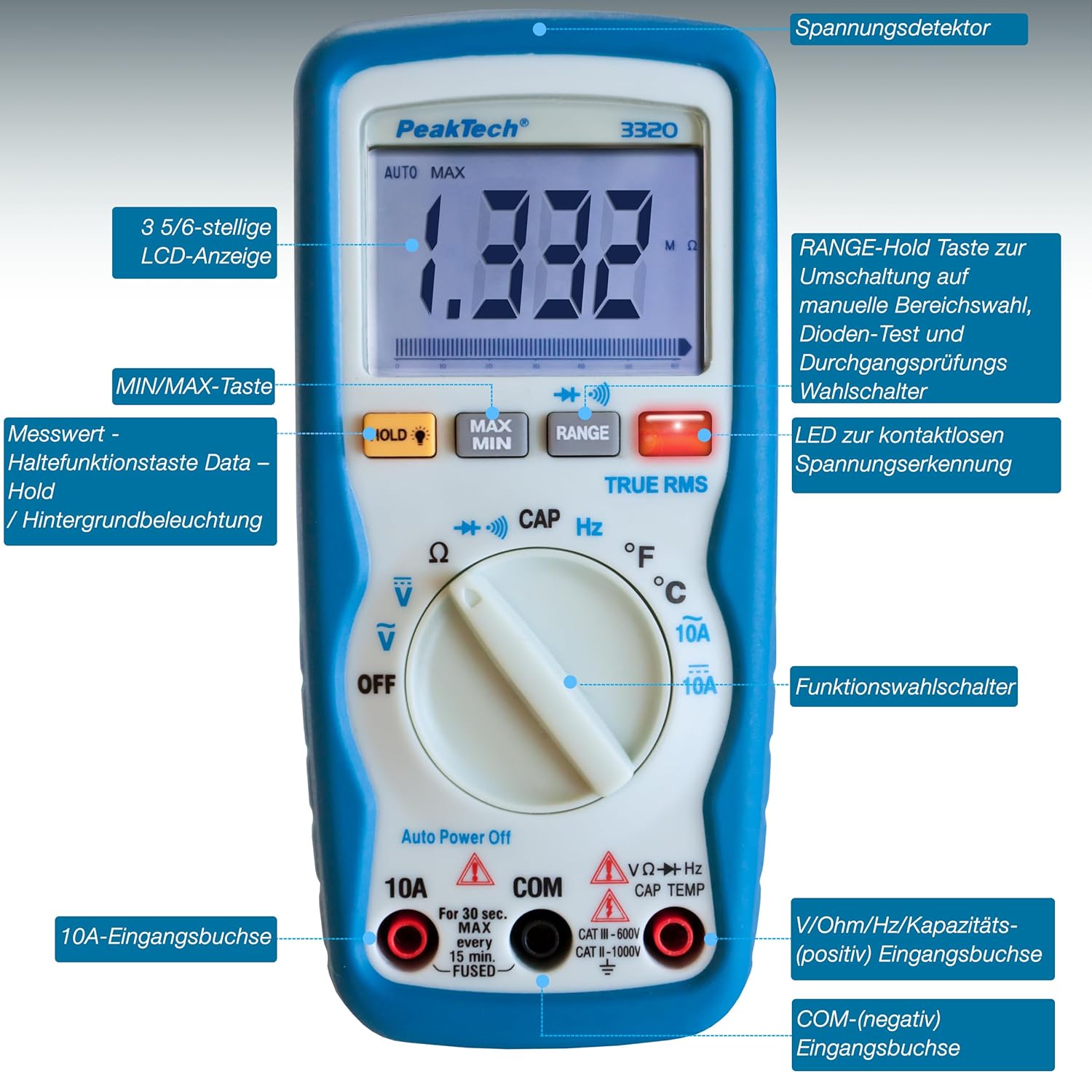 Thumbnail 5 de PeakTech P 3320: Tragbares TrueRMS-Multimeter mit 10 A AC/DC