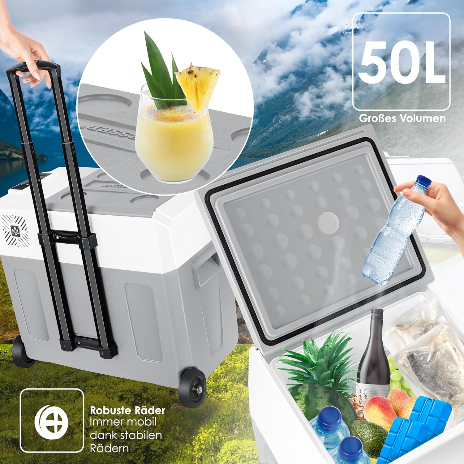 Detalle 2 de KESSER Kompressor Kühlbox 50 L mit APP-Steuerung – mobile Kühl- und Gefrierlösung für Auto, Lkw und Boot