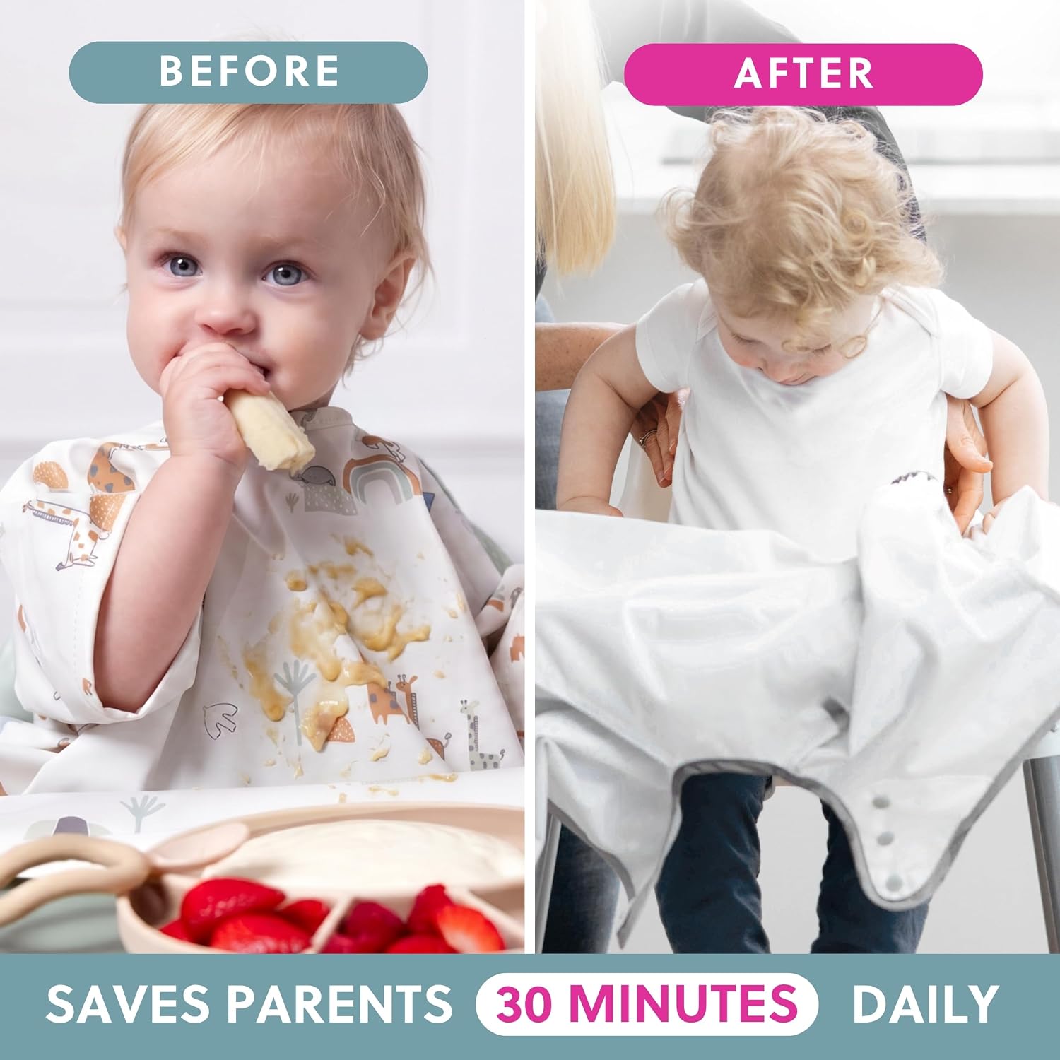 Thumbnail 4 de BIBaDO Short Sleeve Baby Bibs – Coverall Weaning Bib for 6–36 Months