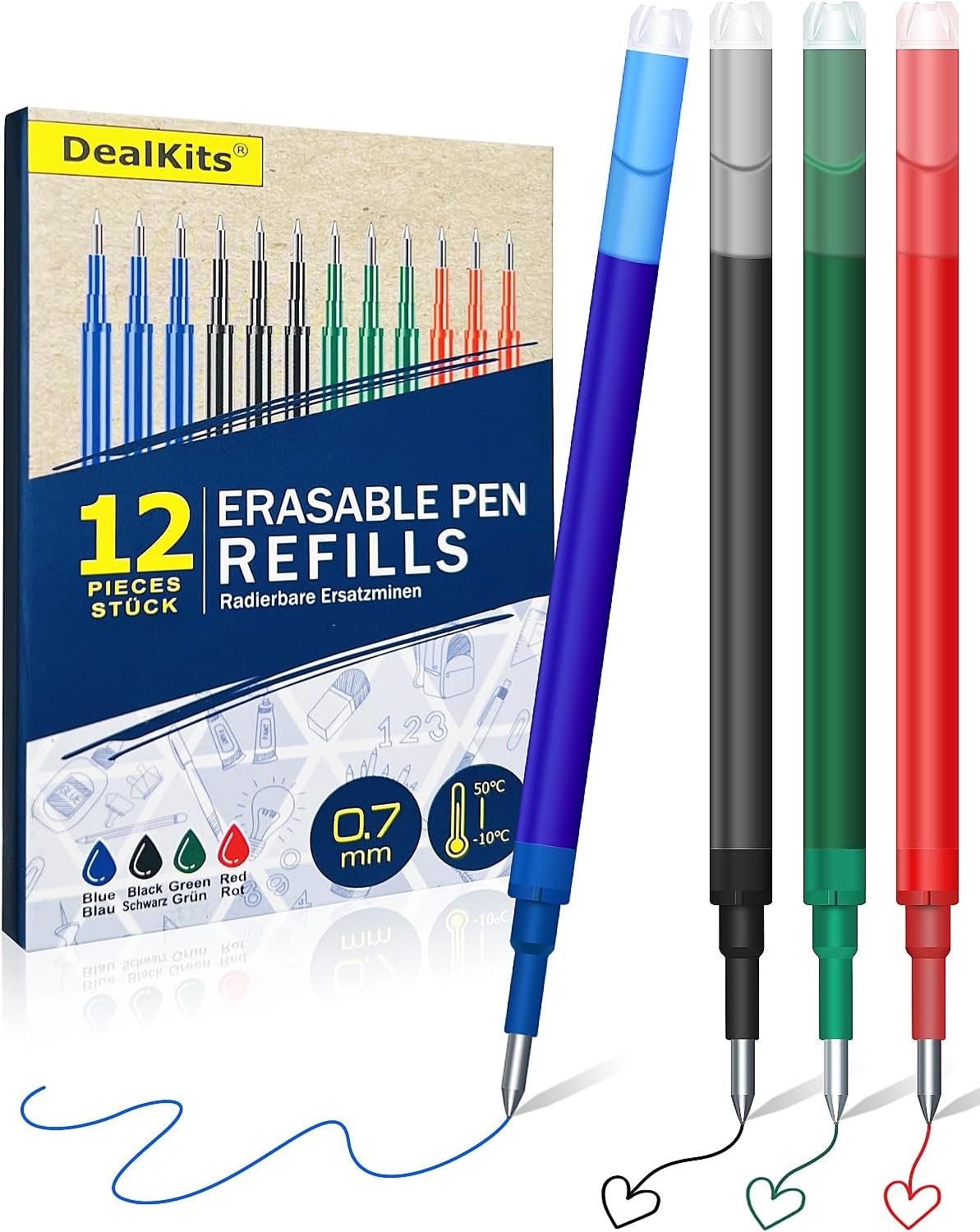 Thumbnail 6 de 14x radierbare Ersatzminen 0,7 mm (blau) für Gelstifte – DealKits kompatibel mit Pilot FriXion & Eberhard Faber