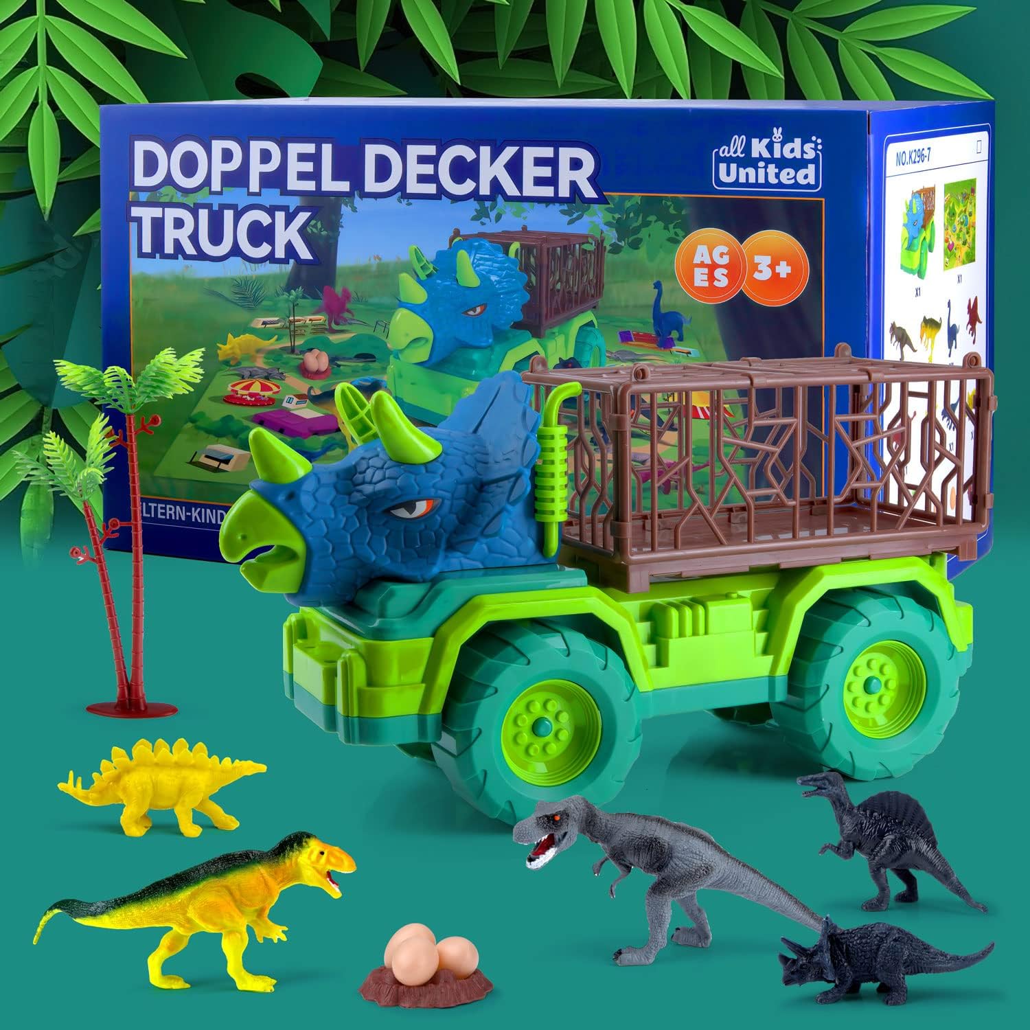 Thumbnail 1 de All Kids United Kit Dinosaure 16 Pièces – Camion militaire, Figurines et Tapis de Jeu