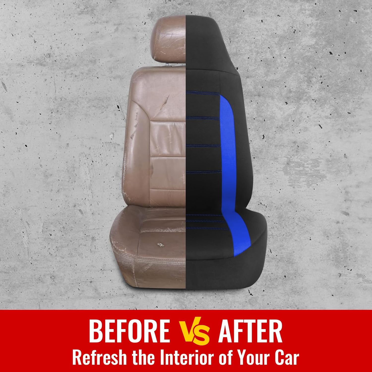Detalle de AUTOYOUTH Front Seat Covers – Bucket Line Design, Blue