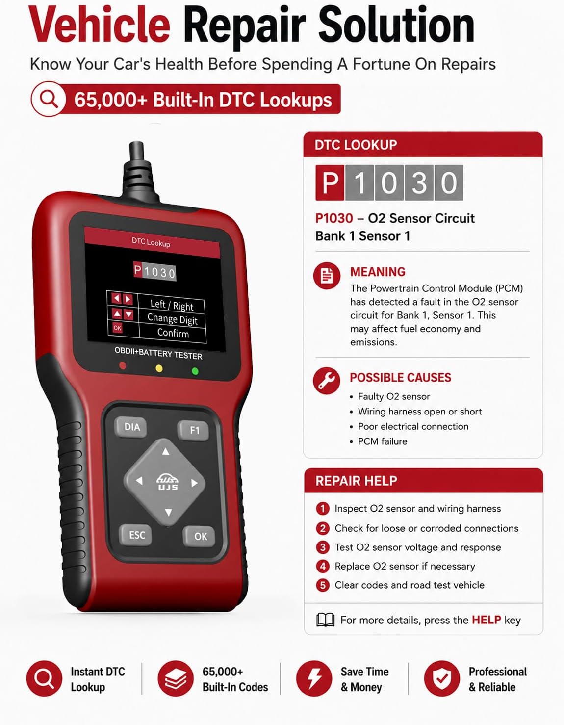 Thumbnail 5 de UJS OBD2 Scanner and Battery Tester 12V