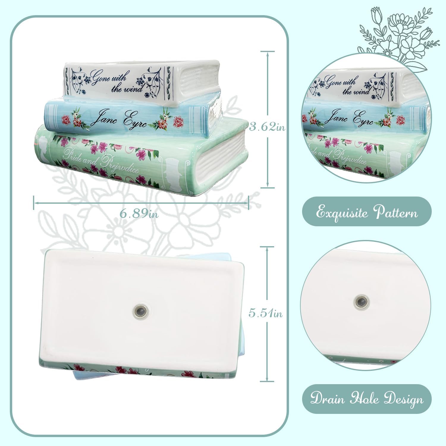 Detalle de Jxcnkiy book planter ceramic pot