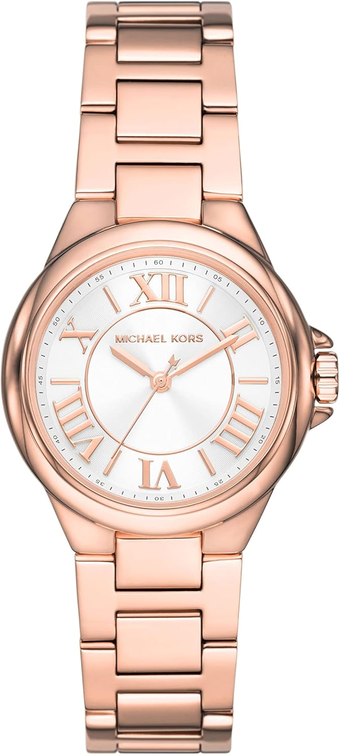 Detalle de Michael Kors Camille pour Femme — Montre chronographe 33 mm en acier inoxydable, bracelet Or Rose