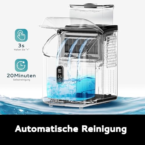 Detalle 2 de EUHOMY Eiswürfelmaschine für die Arbeitsplatte – 15 kg Kapazität, 2 L Wassertank, 16 Eiswürfel in 13 Min