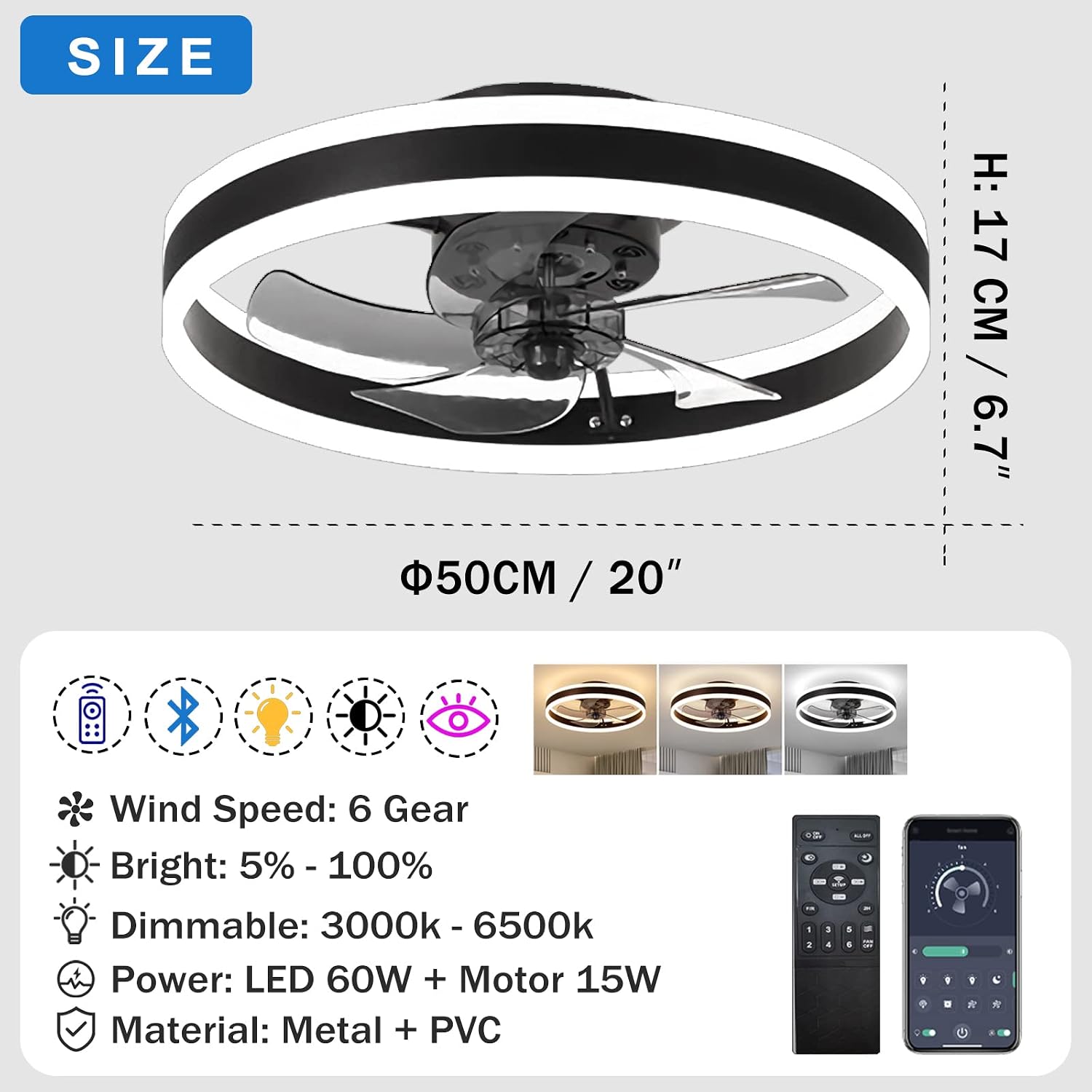 Thumbnail 6 de OMGPFR LED ceiling fan 50CM with lights