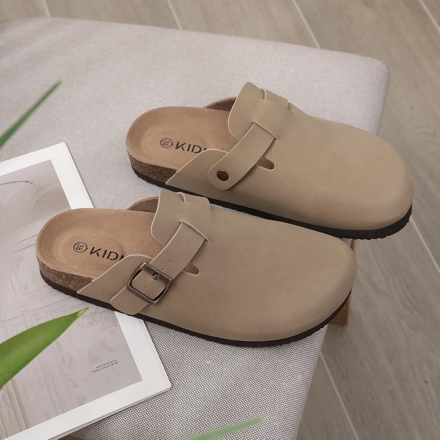 Thumbnail 5 de KIDMI Unisex Vegan Suede Clogs with Cork Footbed and Arch Support (Leather Mules)