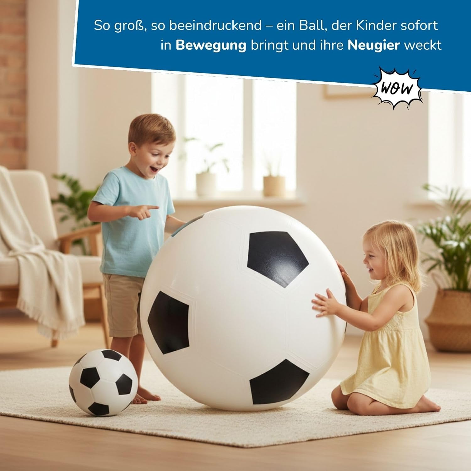 Thumbnail 2 de alldoro 60298 XXL Fußball (Ø 75 cm) – aufblasbarer Riesen-Spielball aus Gummi für Indoor & Outdoor