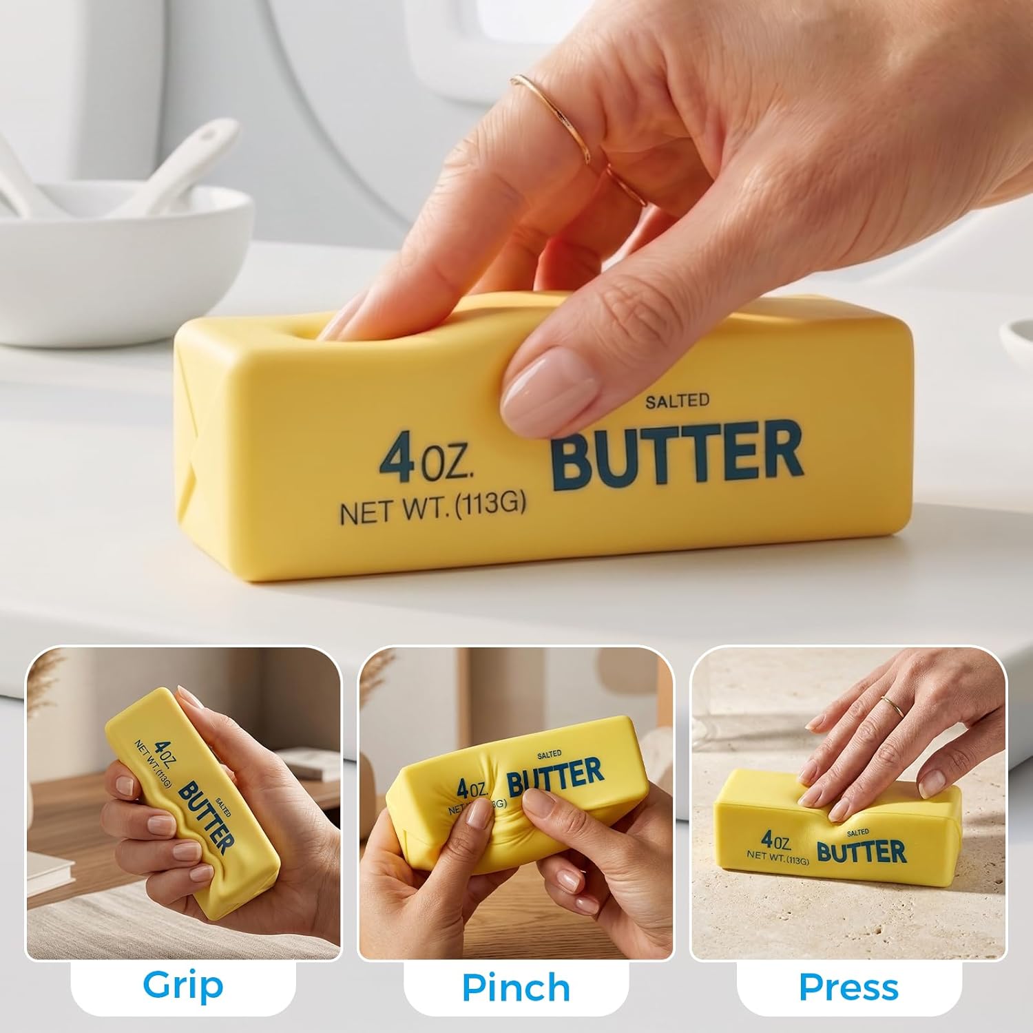 Detalle de XQOQO Butter Squishy: Soft Slow Rising Butter Stick Fidget Toy (Yellow)