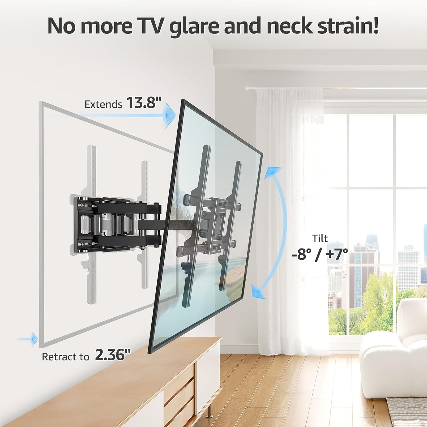 Detalle 2 de MOUNTUP Full Motion TV Wall Mount for 40–85-Inch TVs, 110 lb Capacity
