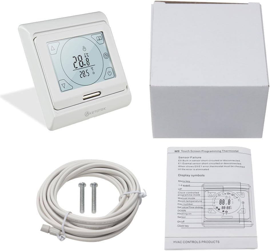Thumbnail 5 de KETOTEK Programmable Electric Underfloor Heating Thermostat (16A) with External Sensor Probe
