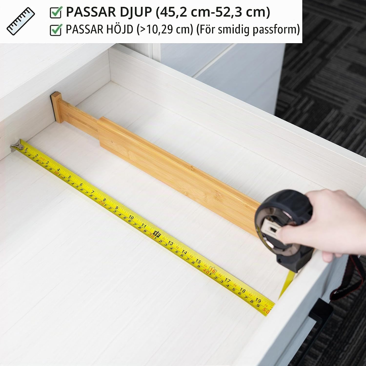 Thumbnail 6 de Utoplike drawerdivider – justerbara bambuavdelare för lådor, 4-pack