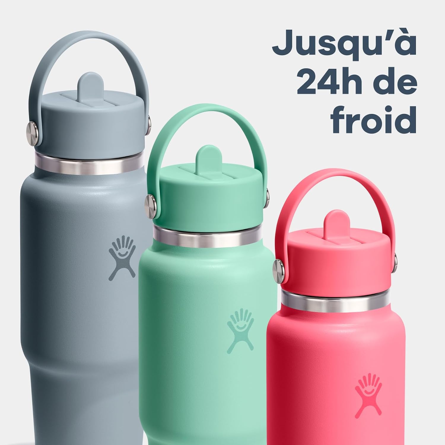 Detalle de Hydro Flask Wide Flex Straw Travel Bottle 946 ml – Acier inoxydable, étanche, 24 h de froid, grande ouverture