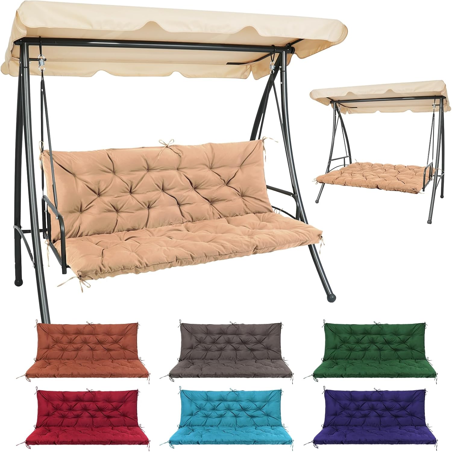 Thumbnail 6 de Matalde Outdoor Cushions for Patio Furniture (60x40 inches, 4" Thick) Dark Grey with Backrest Straps