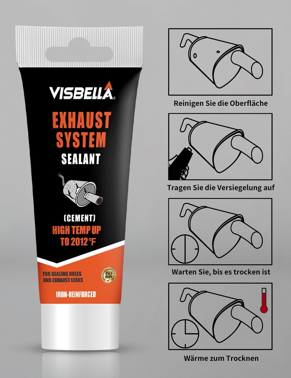 Detalle 2 de Visbella Auspuffreparaturpaste: hitzebeständige Dichtmasse für Auspuffanlage & Schalldämpfer