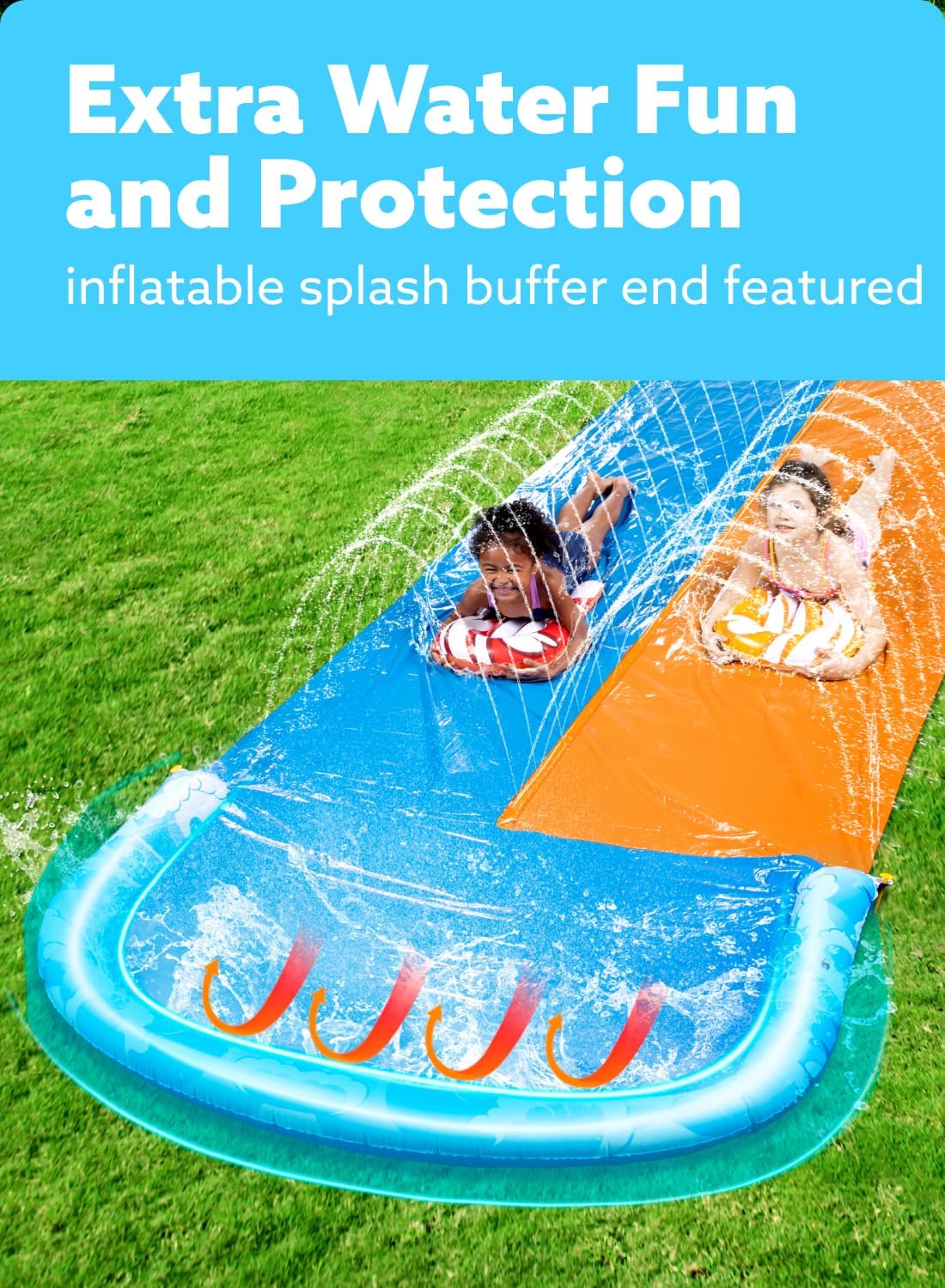 Detalle de JOYIN 22.5-ft Inflatable Water Slide with Built-In Sprinklers and 2 Bodyboard Boards