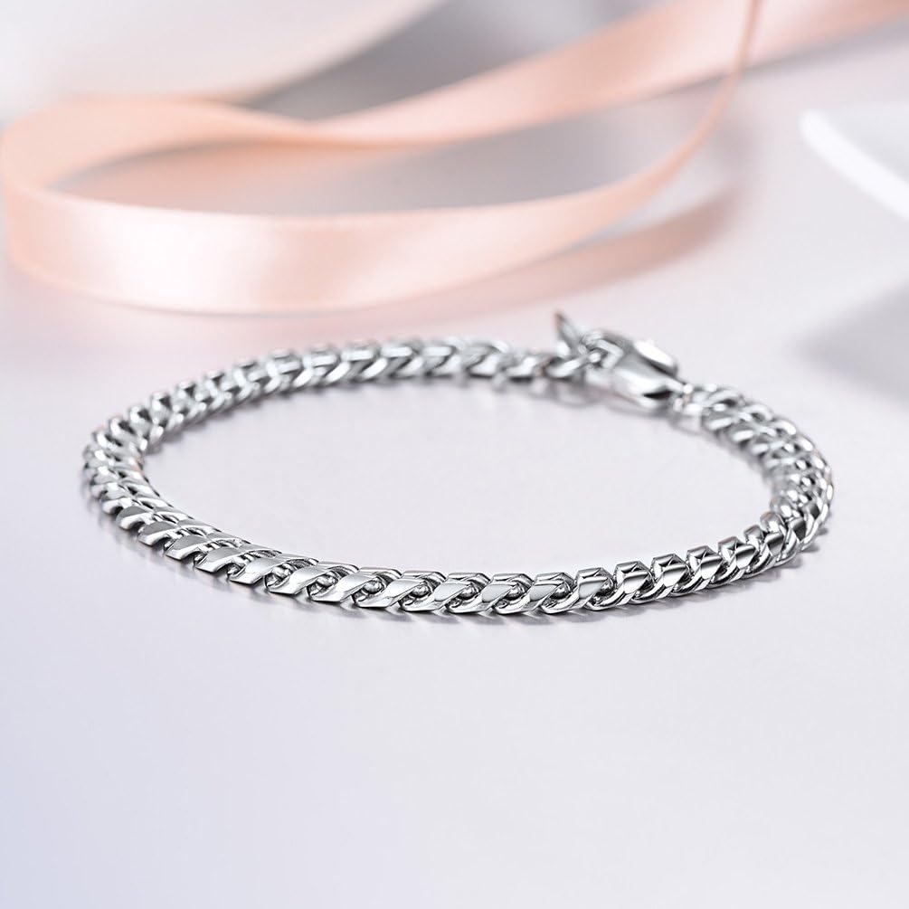 Thumbnail 3 de PROSTEEL Gourmette en acier inoxydable 316L à maillons cubaine, pour homme et femme (largeur de 6 mm)