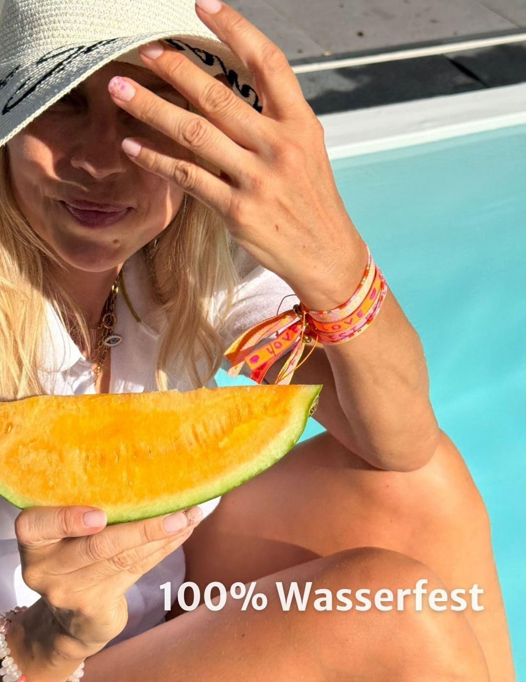 Detalle de Happymaker Stoffarmbänder – Boho Neon Set, handmade in Deutschland