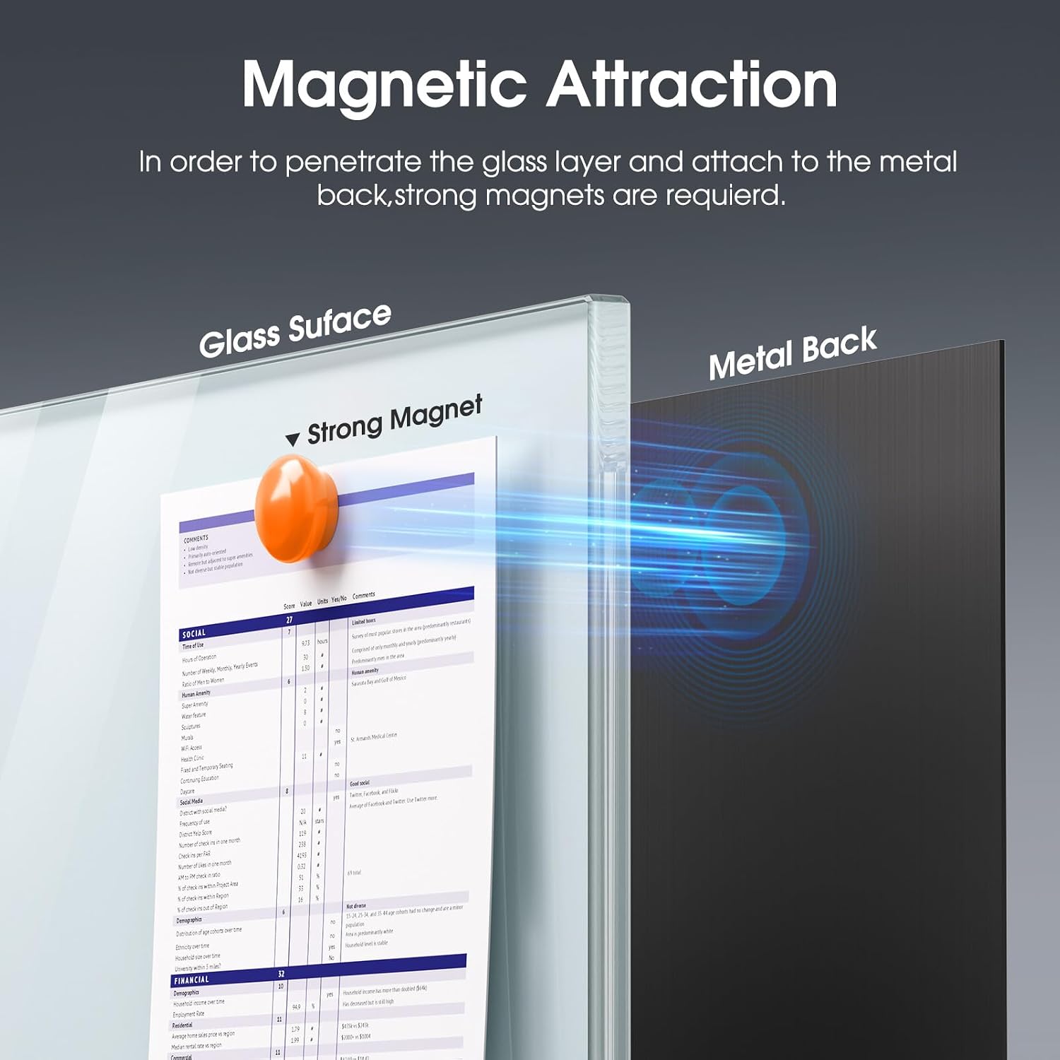 Thumbnail 5 de MaxGear MaxGear-W-Glass-Board-36x24 Glass Whiteboard, 36" x 24", Magnetic