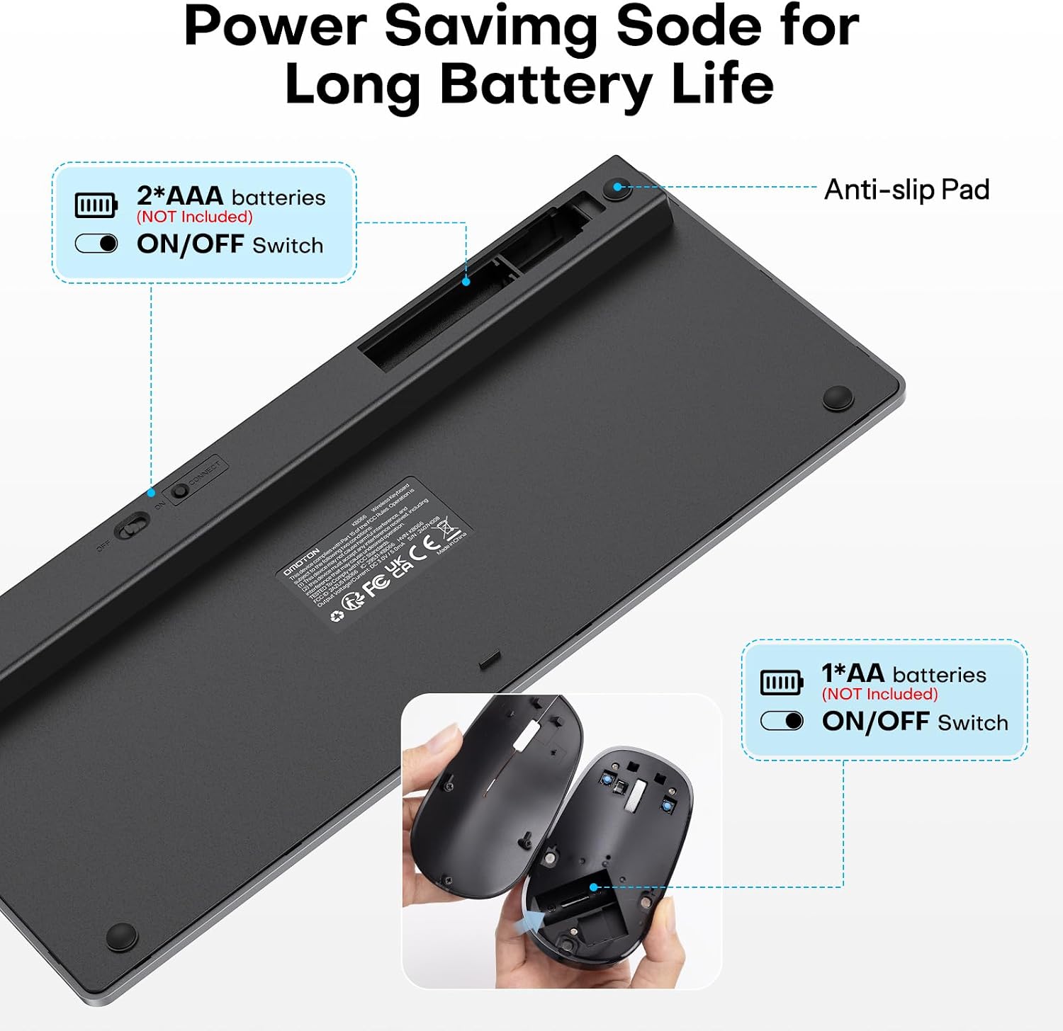 Thumbnail 5 de OMOTON Ultra-Slim Bluetooth Keyboard and Mouse Set for Mac (UK QWERTY, Space Grey/Black)