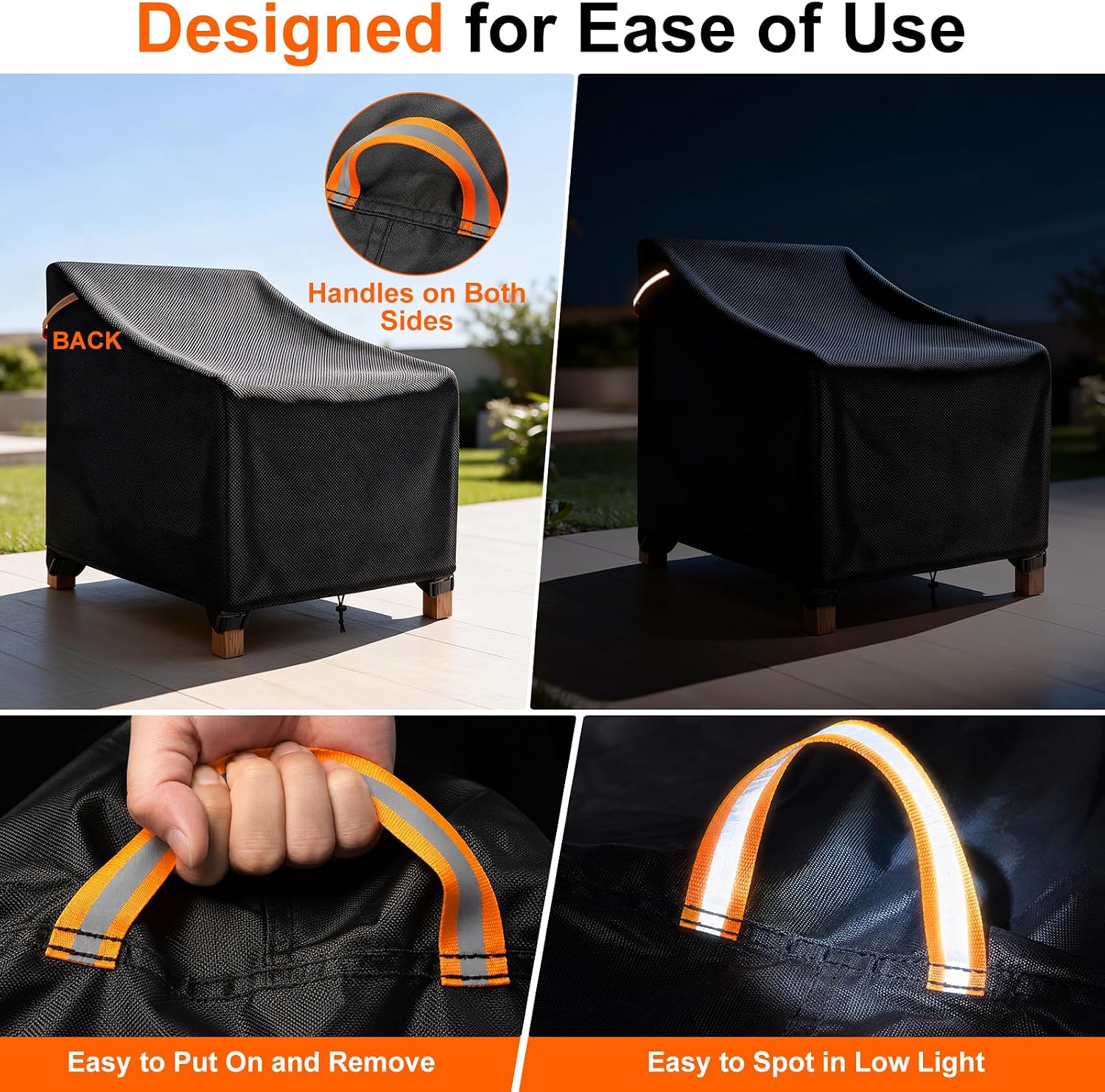 Detalle 2 de TTAJJUNK Patio Chair Cover-2 Pack, 600D Waterproof Covers with Windproof Fastenings
