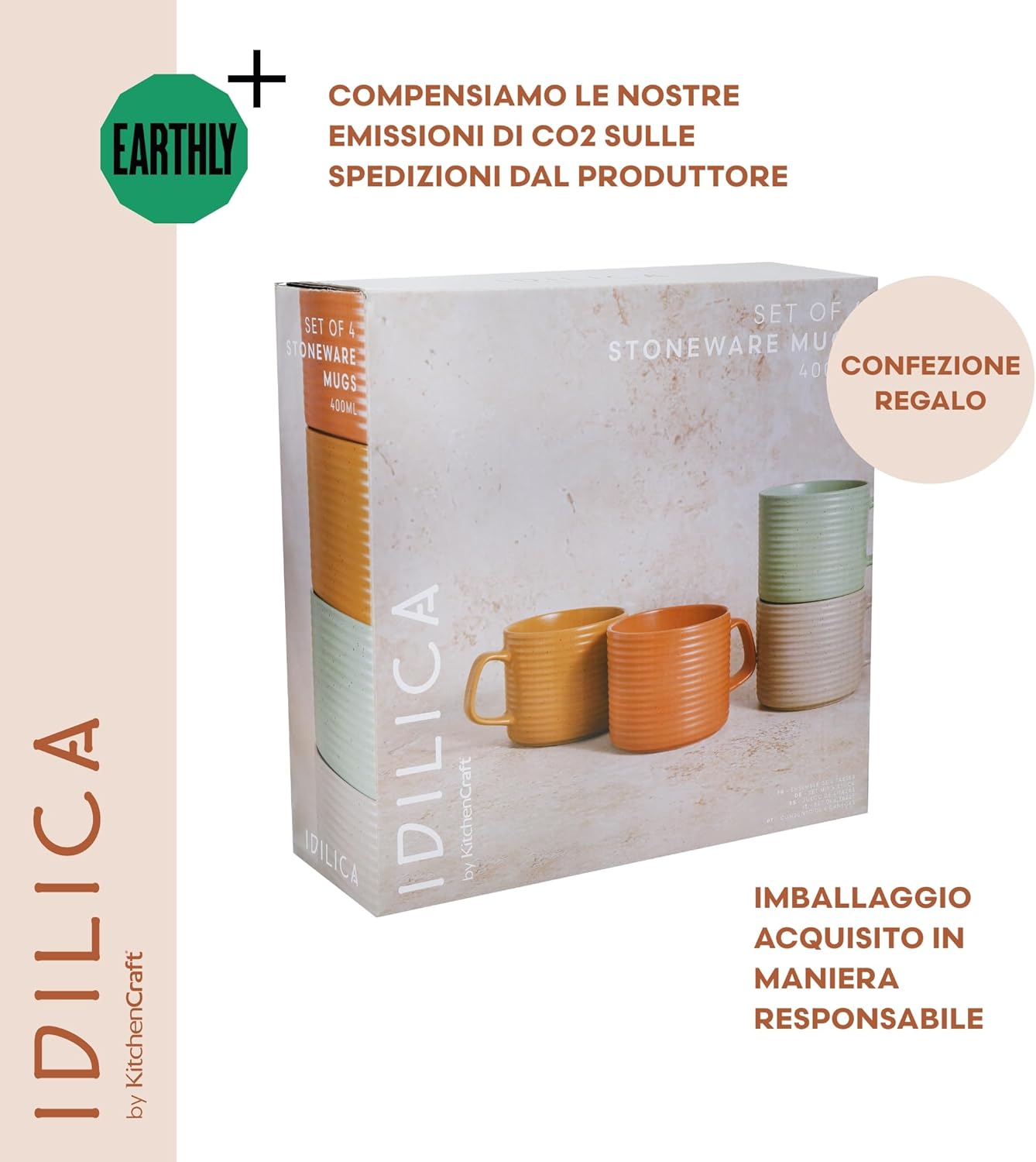 Thumbnail 6 de KitchenCraft Idilica: set di 4 tazze impilabili in gres, multicolore, 400 ml