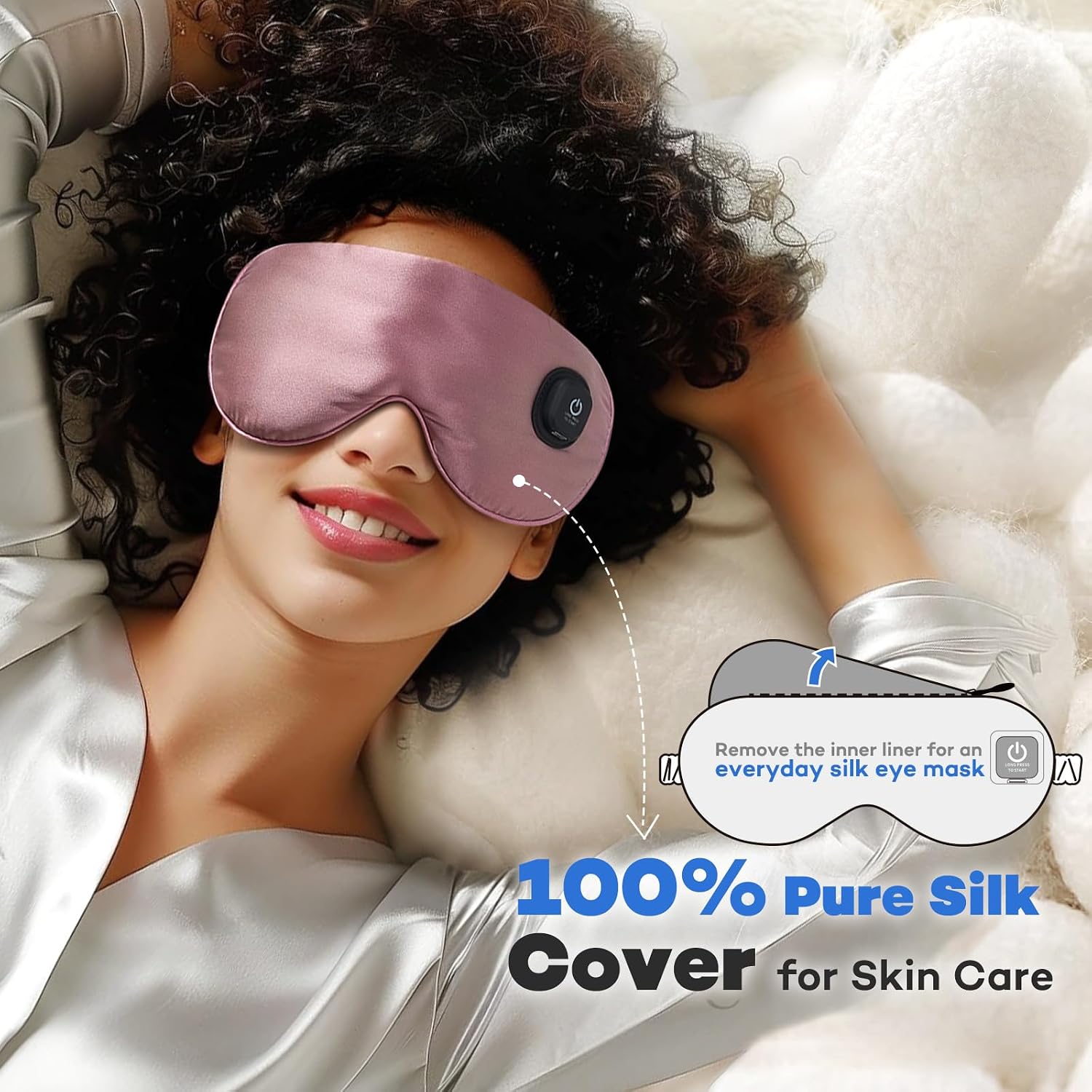 Thumbnail 2 de Ezona EZ-LC14_PL Cordless Heated Eye Mask, Silk Cover, 3 Heat Settings