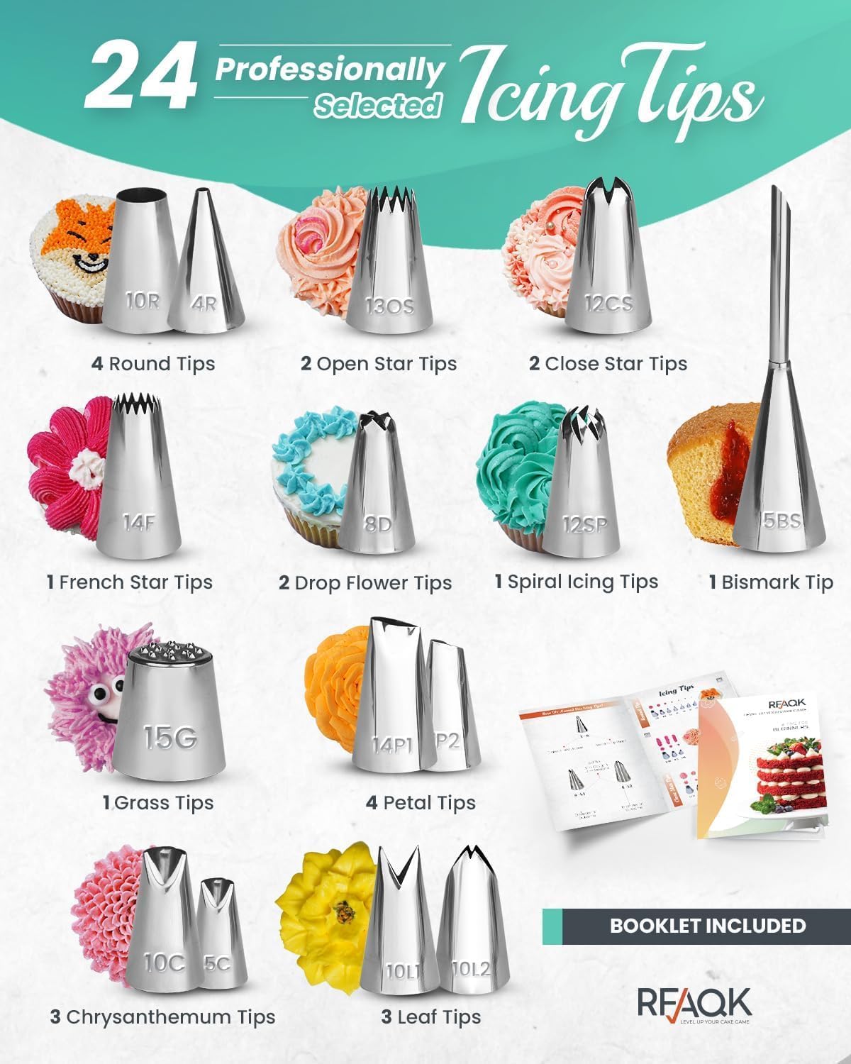 Detalle 2 de RFAQK 90PCS Cake Decorating Kit with Leveler — All-in-One Gift Set for Beginners to Pros