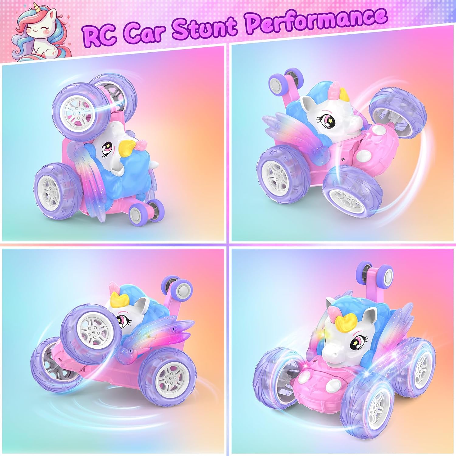 Detalle 2 de Unicorn Remote Control Car for Girls 3 4 5 6 7 8 9 Years Old, Pink Monster Truck with Colourful Light RC Stunt Car Kids Toy Age 3+ Xmas/Christmas Birthday Gift Present Stocking Filler Outdoor Game
Unicorn Remote Control Car for Girls 3 4 5 6 7 8 9 Year…