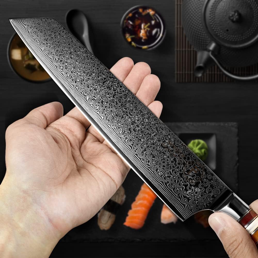 Thumbnail 3 de FANTECK 24 cm Kiritsuke Damastmesser (VG-10, 67 Schichten) mit ergonomischem Griff – Profi Chefmesser in Geschenkbox