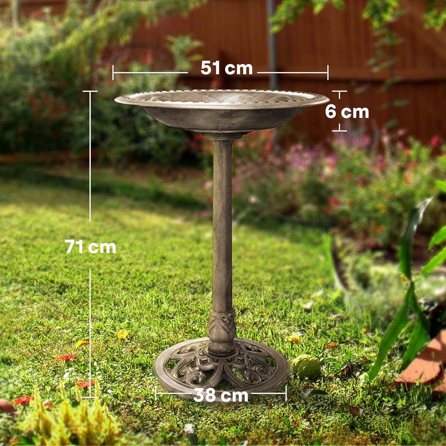 Thumbnail 5 de VIVOHOME garden birdbath stand with copper-tone polyresin bowl, 71 x 50 x 50cm