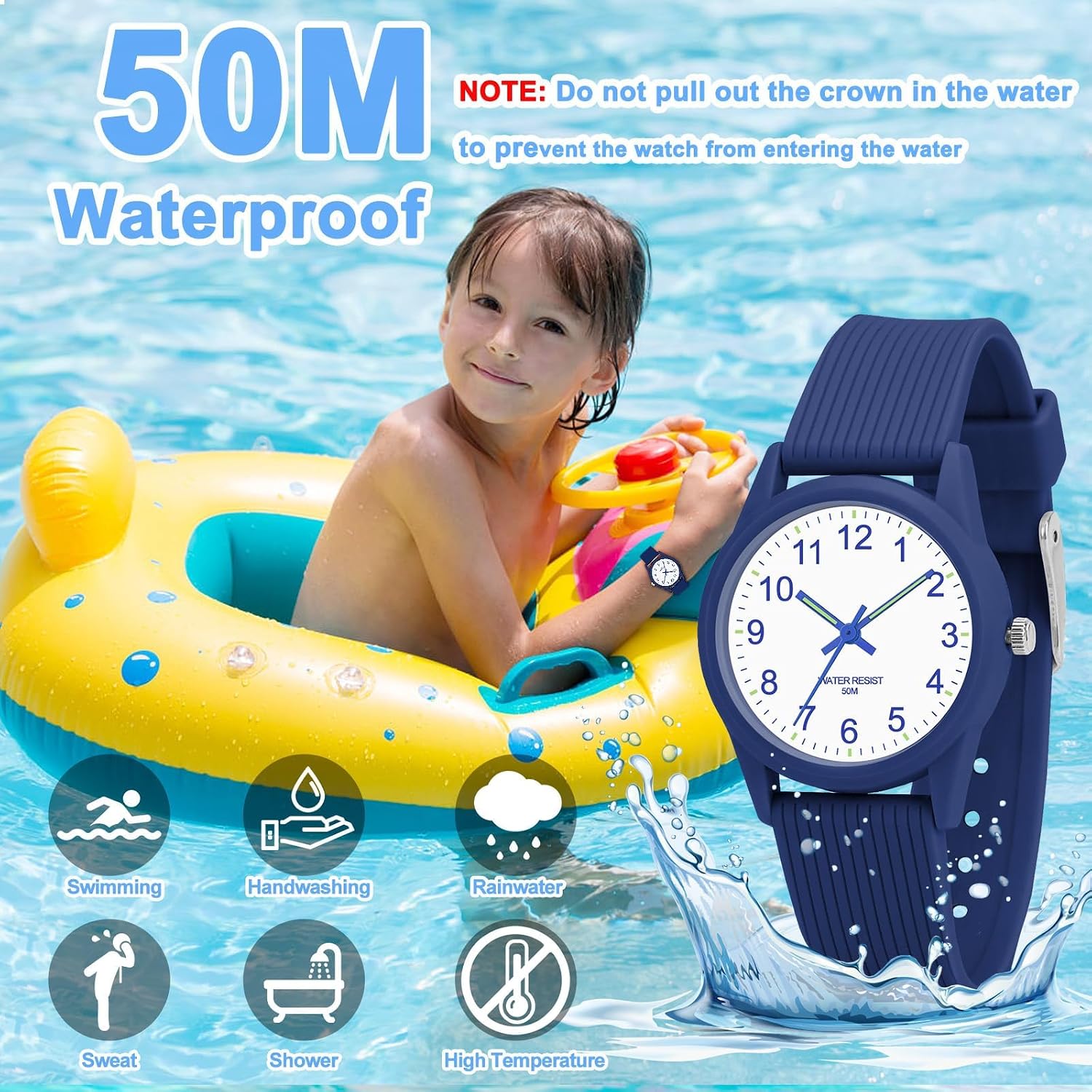 Thumbnail 1 de SOCICO Kids Analog Watch for Boys & Girls – 50M Waterproof, Easy to Read, Blue