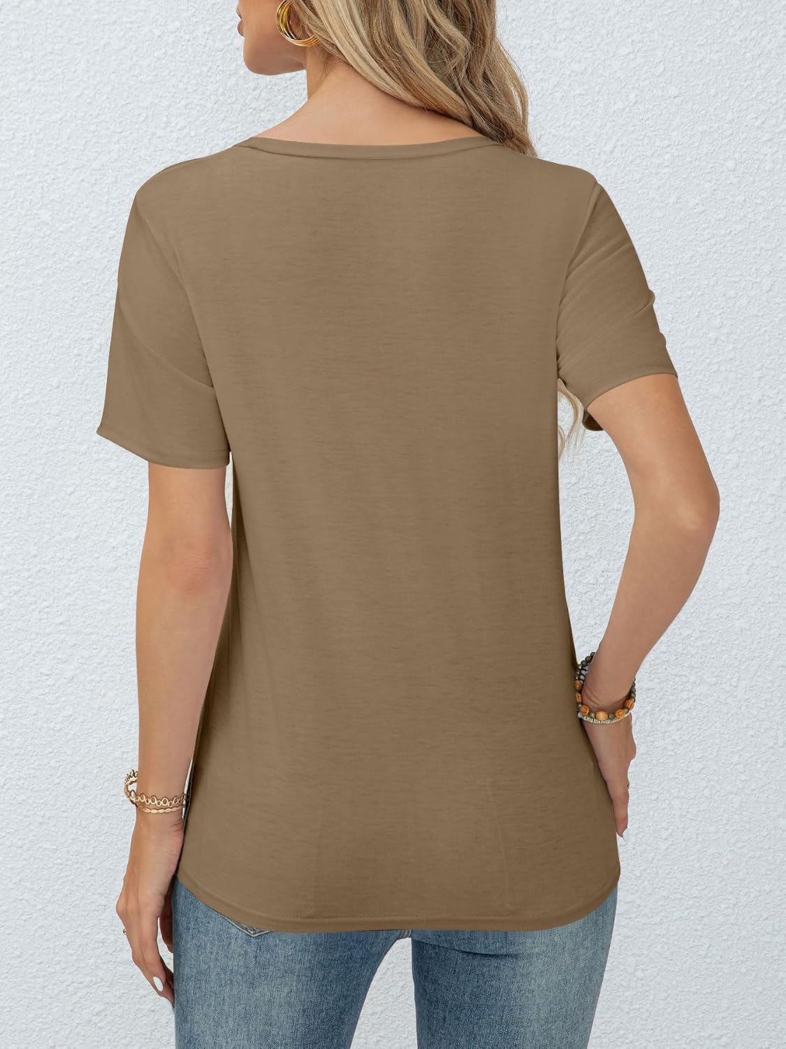 Detalle 2 de Haslike kortärmad dam-t-shirt med rund hals och lös passform