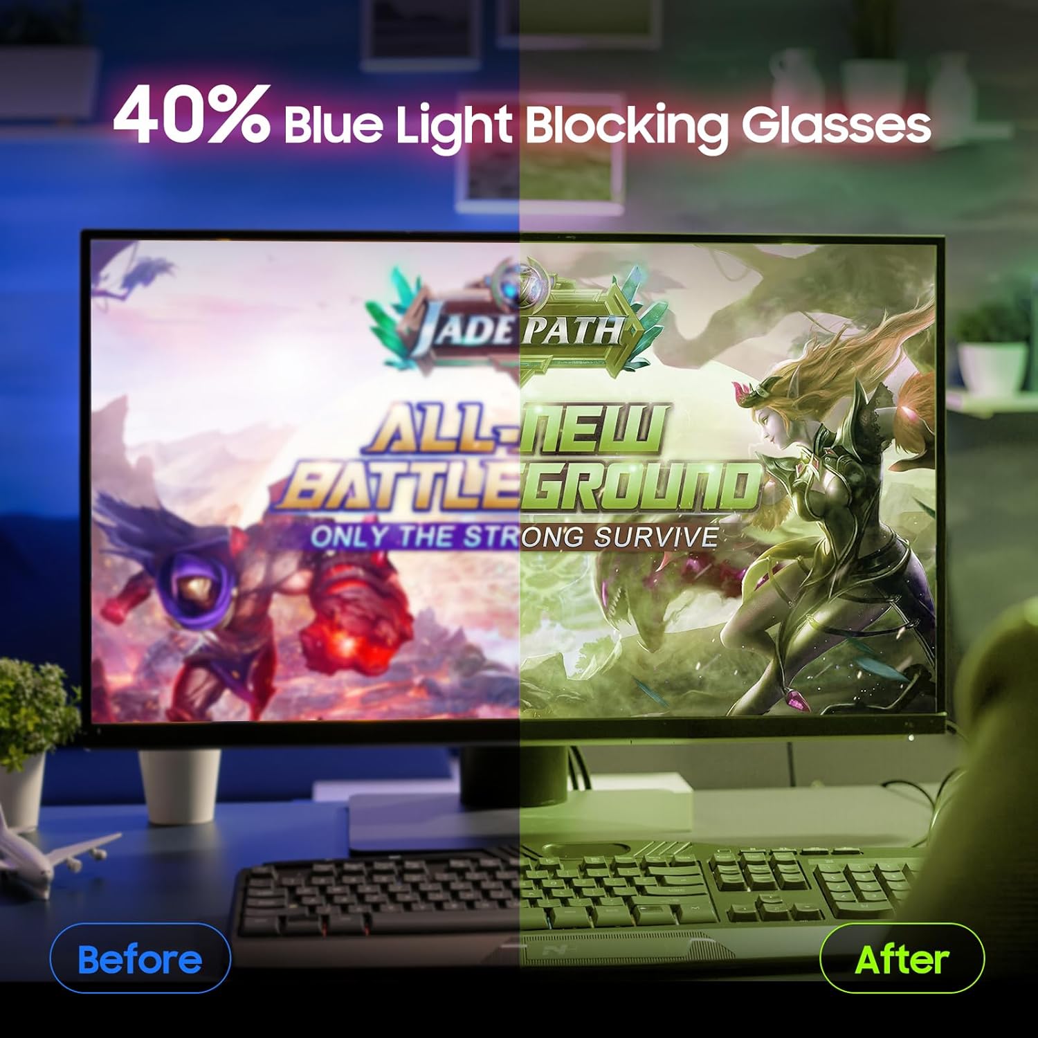 Thumbnail 2 de Ymmott Blaulichtfilter Brille ohne Sehstärke – Anti-Blaulicht Gaming Brille, UV400, für Damen & Herren
