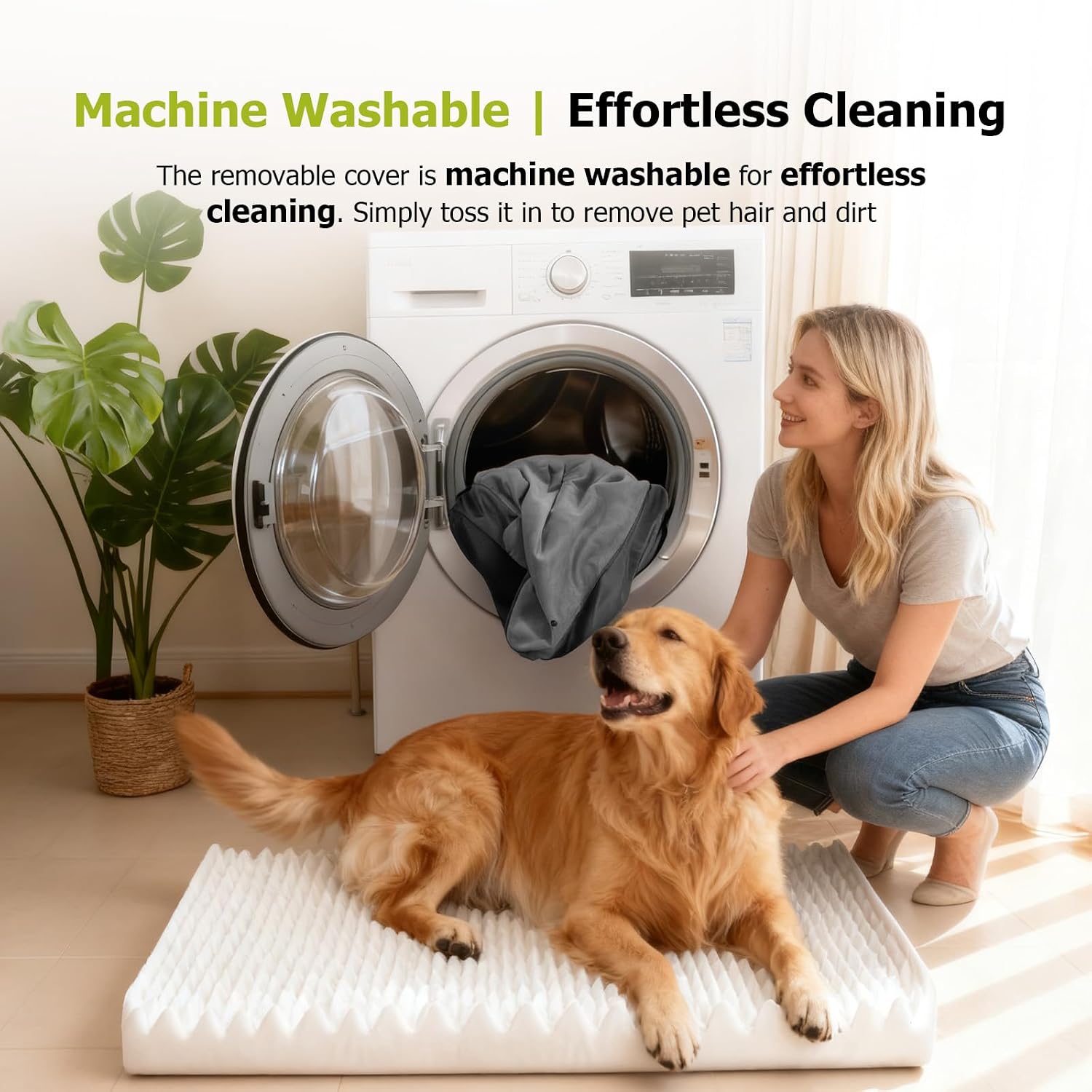 Detalle de Orthopedic Dog Bed with Removable Headrest Bolster and Waterproof Cover