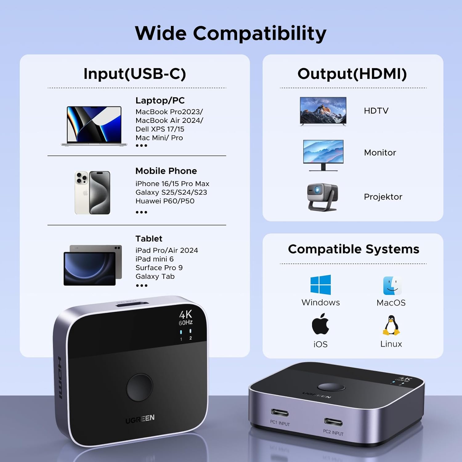 Thumbnail 6 de UGREEN USB C a HDMI 2.0 Switch 4K 🎮 Conmutador Multifuncional