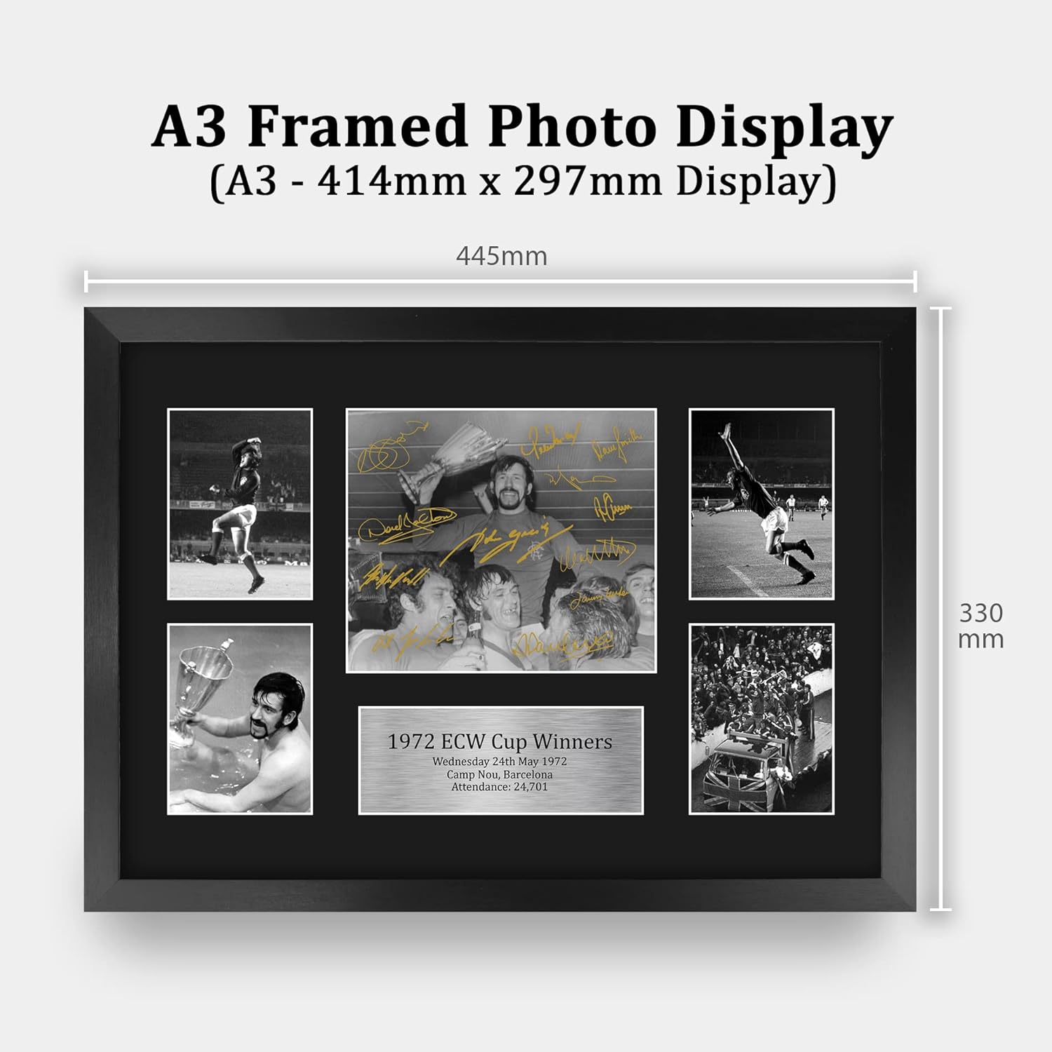 Thumbnail 1 de HWC Trading FR A3 Rangers 1972 ECW Cup Winners Signed Autograph Display (Framed)