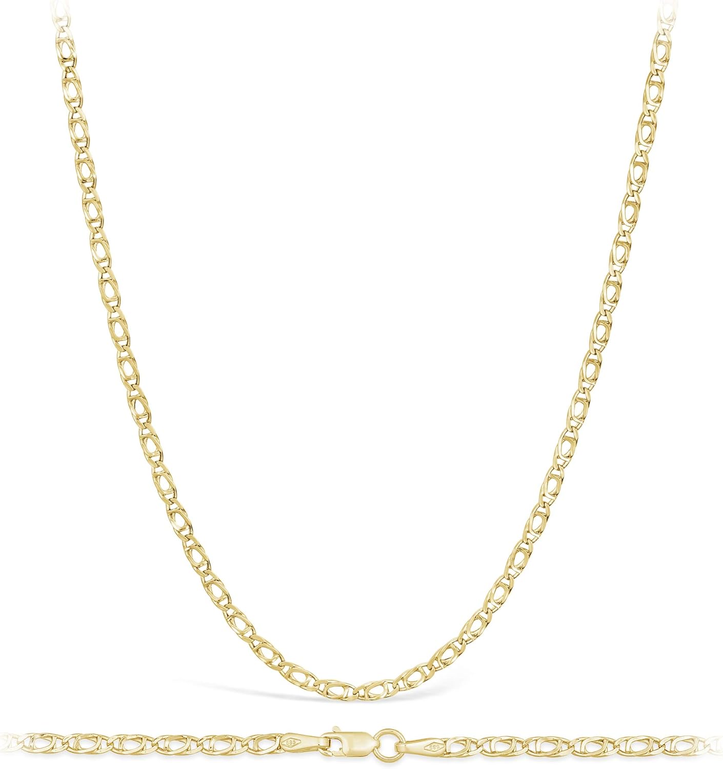 Detalle de Chaîne en Or Jaune 14 Carats (585) avec œil de tigre – Largeur 2,20 mm, longueur personnalisable